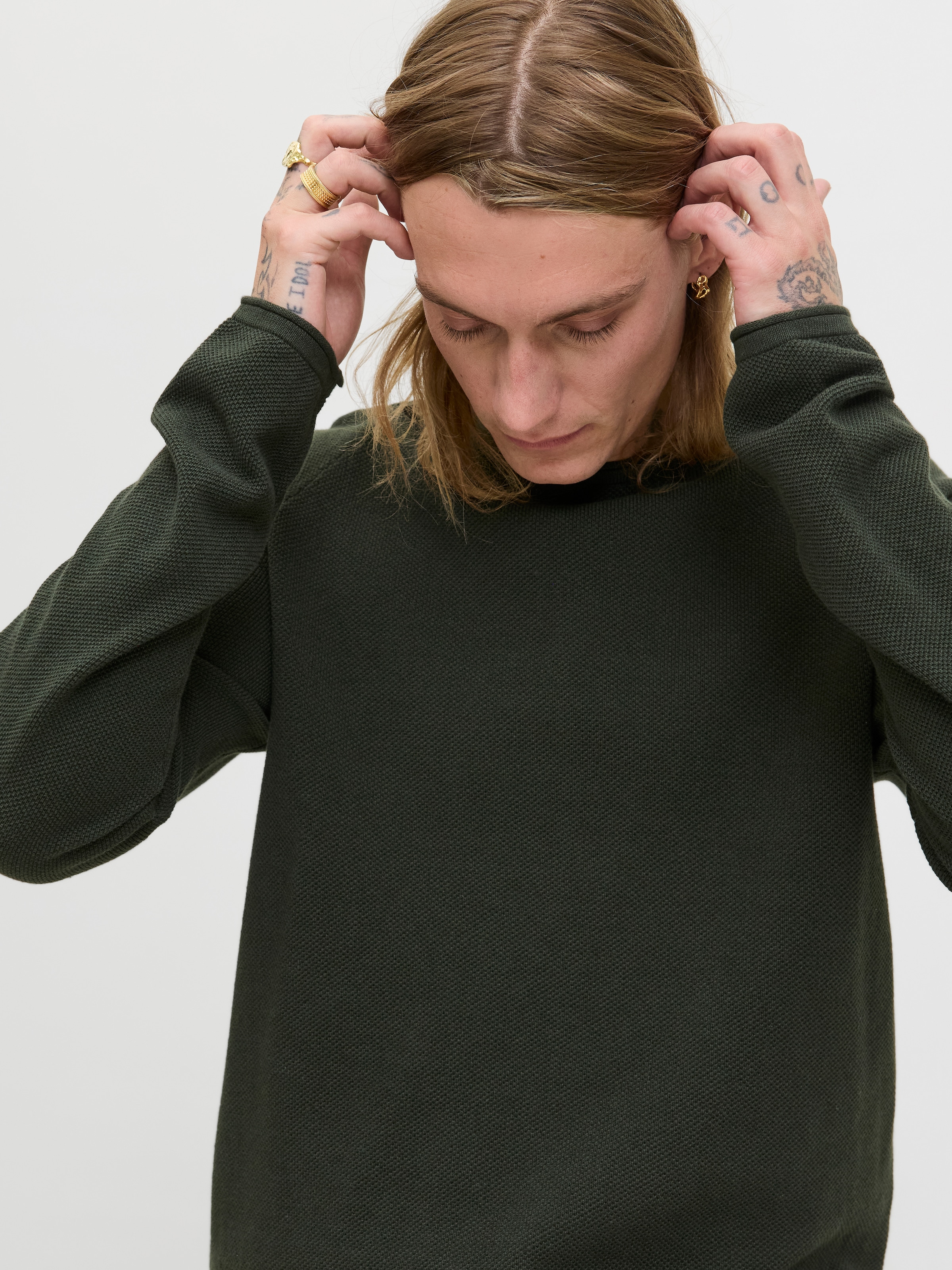 Jack & Jones Rundhalspullover »JJEHILL KNIT CREW NECK NOOS«, aus Strukturstrick