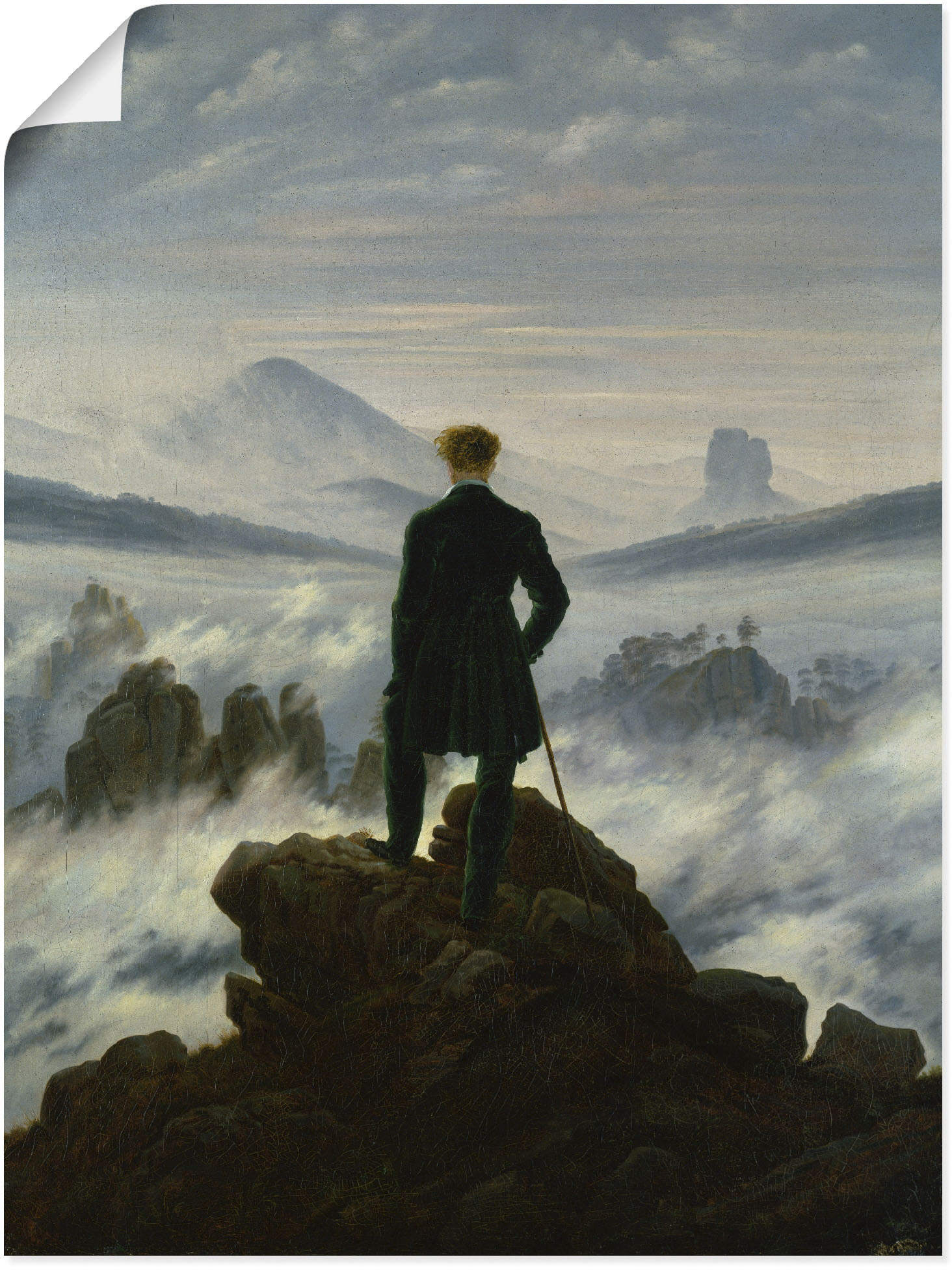 Artland Wandbild "Der Wanderer über dem Nebelmeer. Um 1818" Mann 1 Stk. tlg. als Leinwandbild, Poster in verschied. Grössen