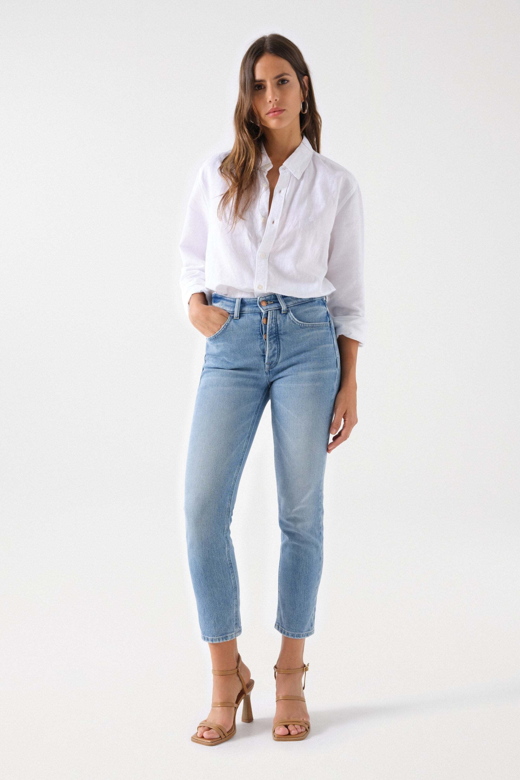 Salsa Slim-fit-Jeans »Salsa Jeans Jeans Faith Light Wash Button Detail«