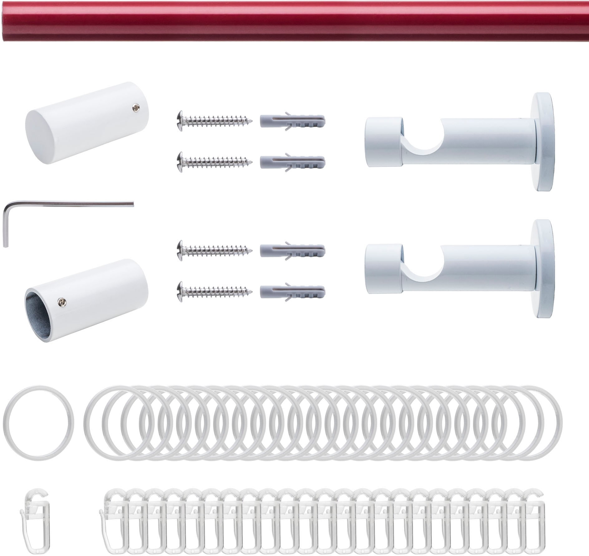 Liedeco Gardinenstange »Fertigstilgarnitur 20 mm Power Celebration Zylinder«, 1 läufig-läufig, Fixmass, Gardinenstange Komplett, Farbkombination