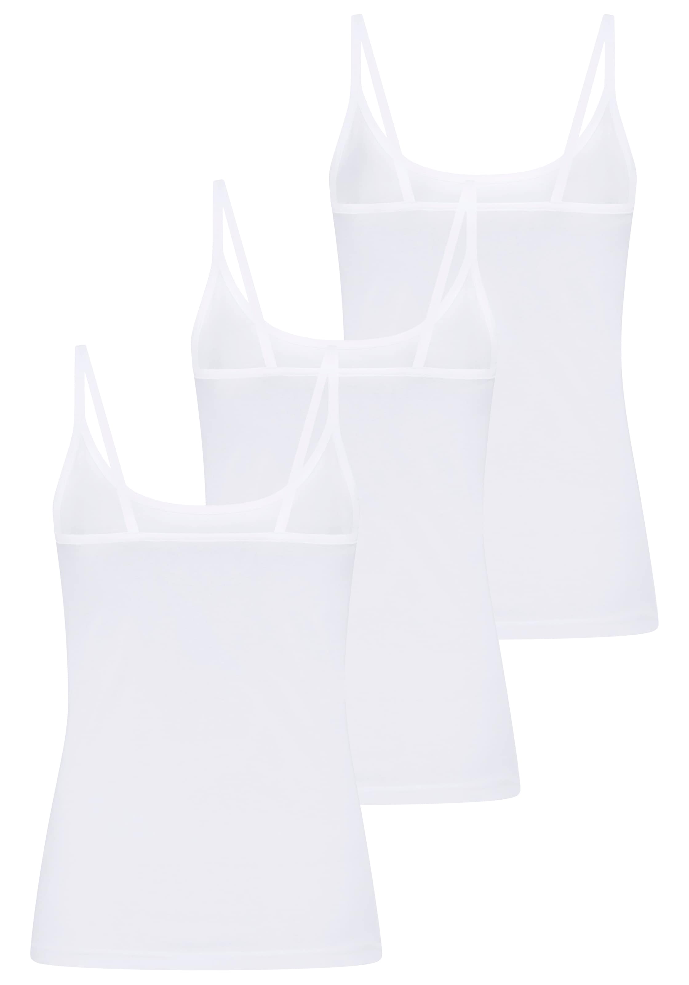 YSABEL MORA Spaghettitop 3er Pack,  Baumwollmix, elastisch, weich, schmale Träger, atmungsaktiv