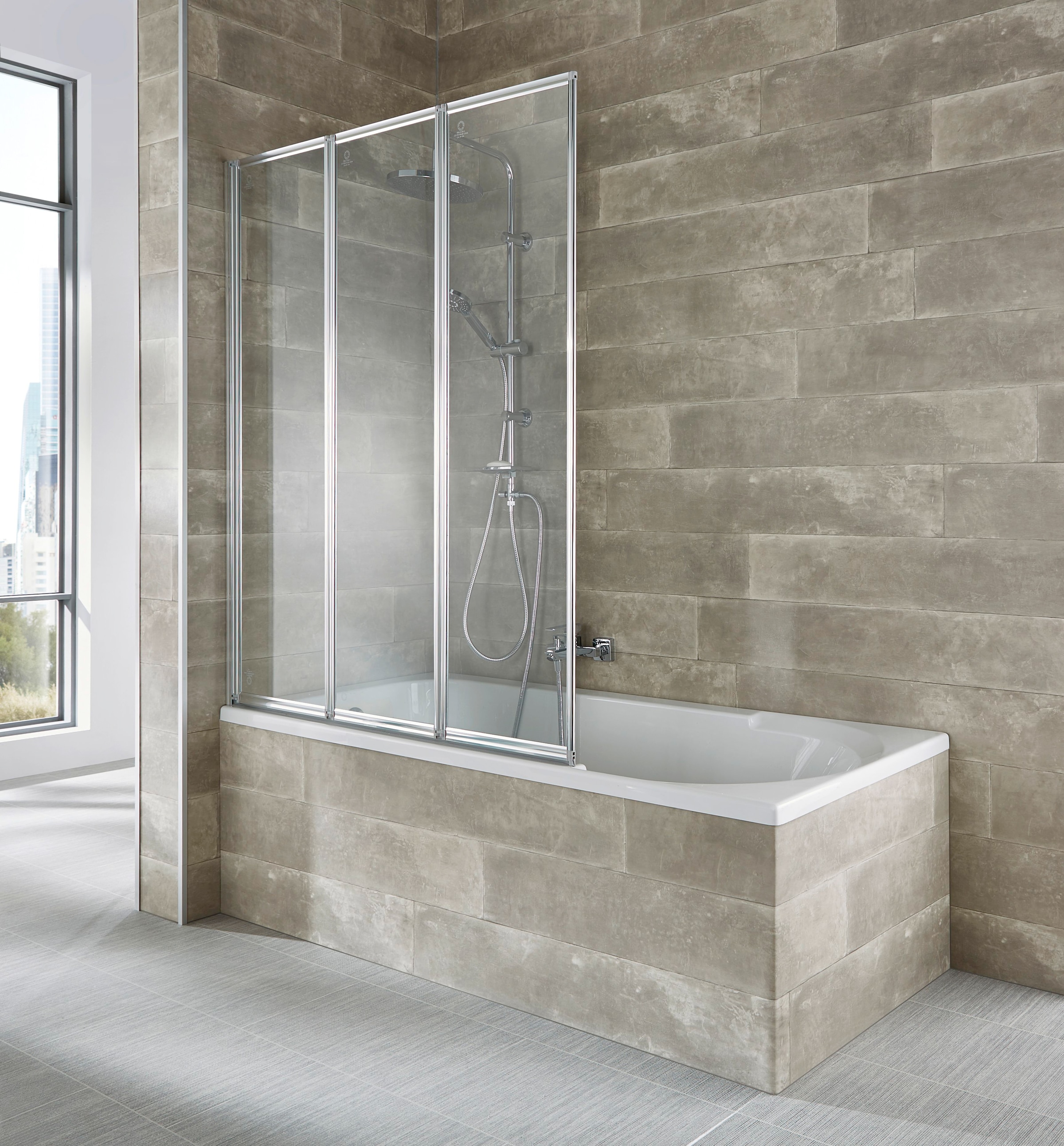Image of welltime Badewannenaufsatz "Nassau" 3 Stk. tlg. Badewannenfaltwand, Spritzschutzwand für Badewanne, Glaswand