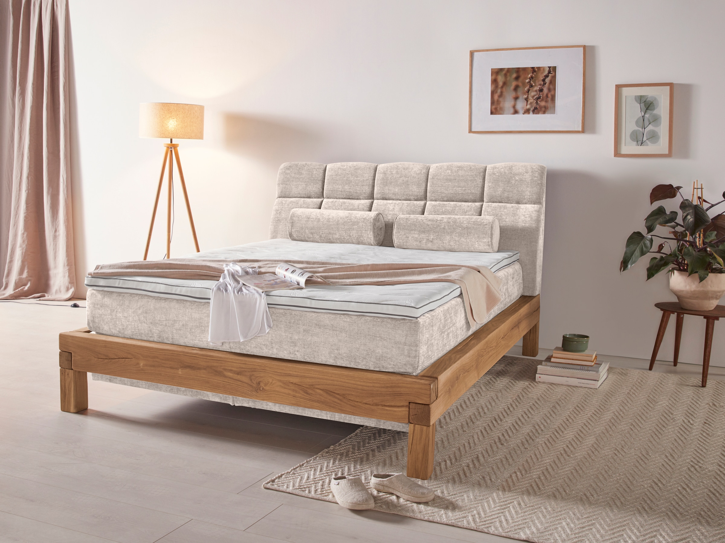 Image of Home affaire Boxspringbett "Villads" Liegefläche: 160/200 cm aus Balkeneiche, Inside-Boxspring-Unterbau