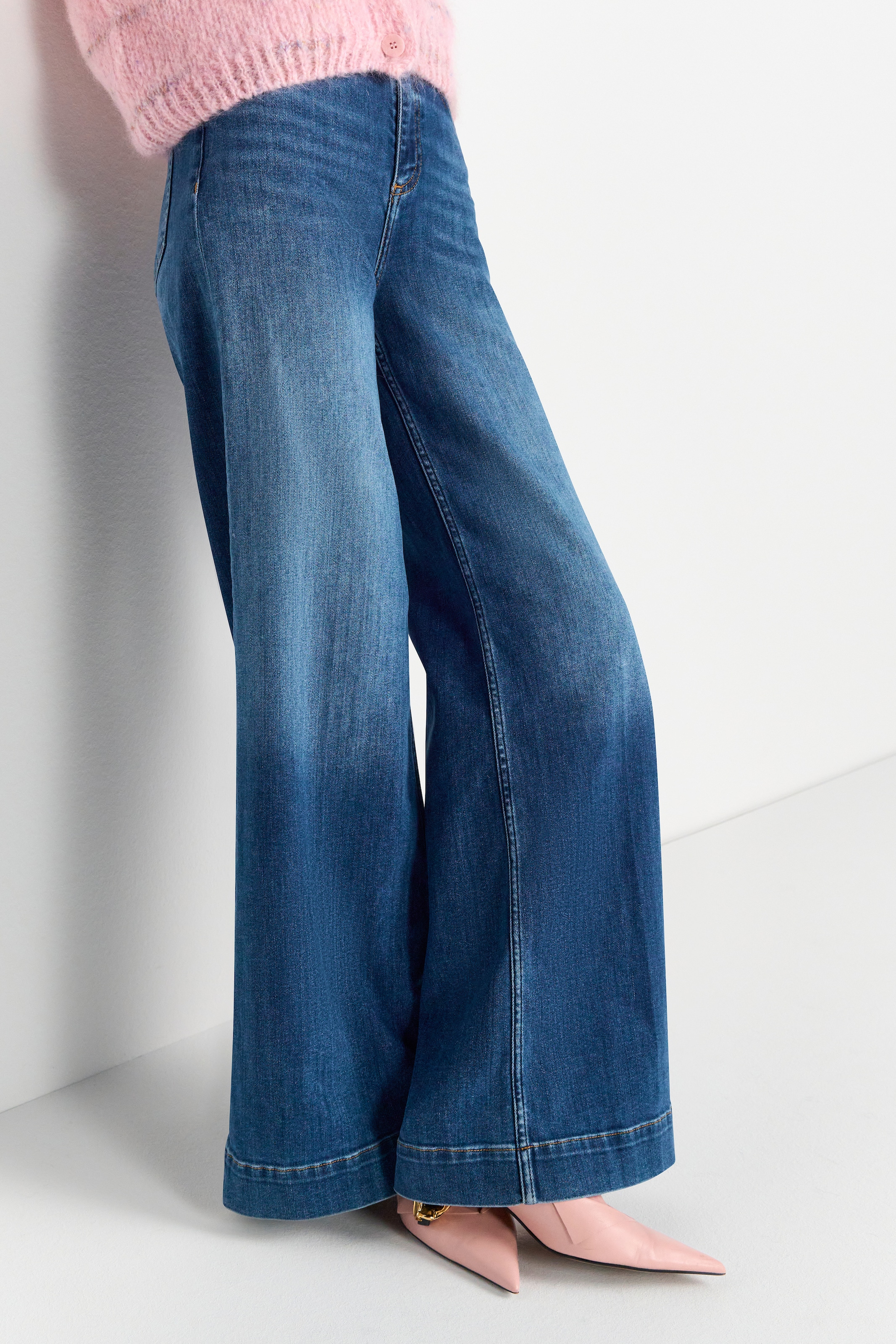 Image of RICHROYAL Weite Jeans "NOS MR SC F Blue" Hoher Bund, weites Bein, dezente Waschung