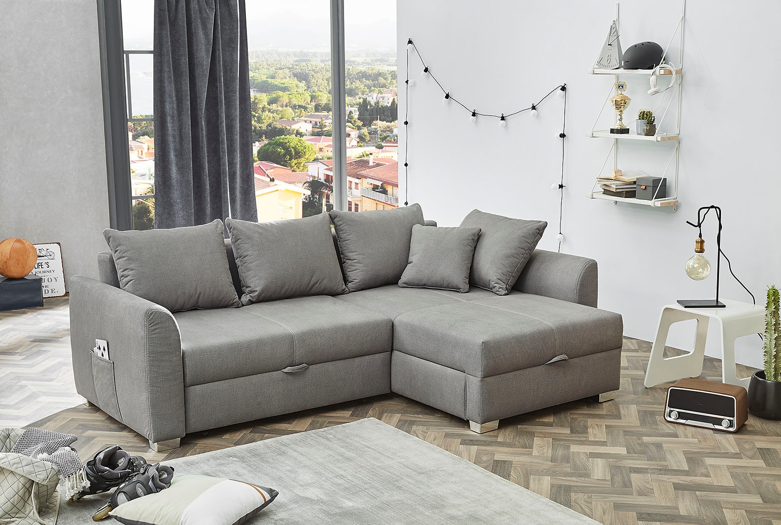 Image of Jockenhöfer Gruppe Ecksofa "Boomer L-Form, B: 236 cm" mit Bettfunktion, Bettkasten & Zierkissen, 2 separate Liegeflächen