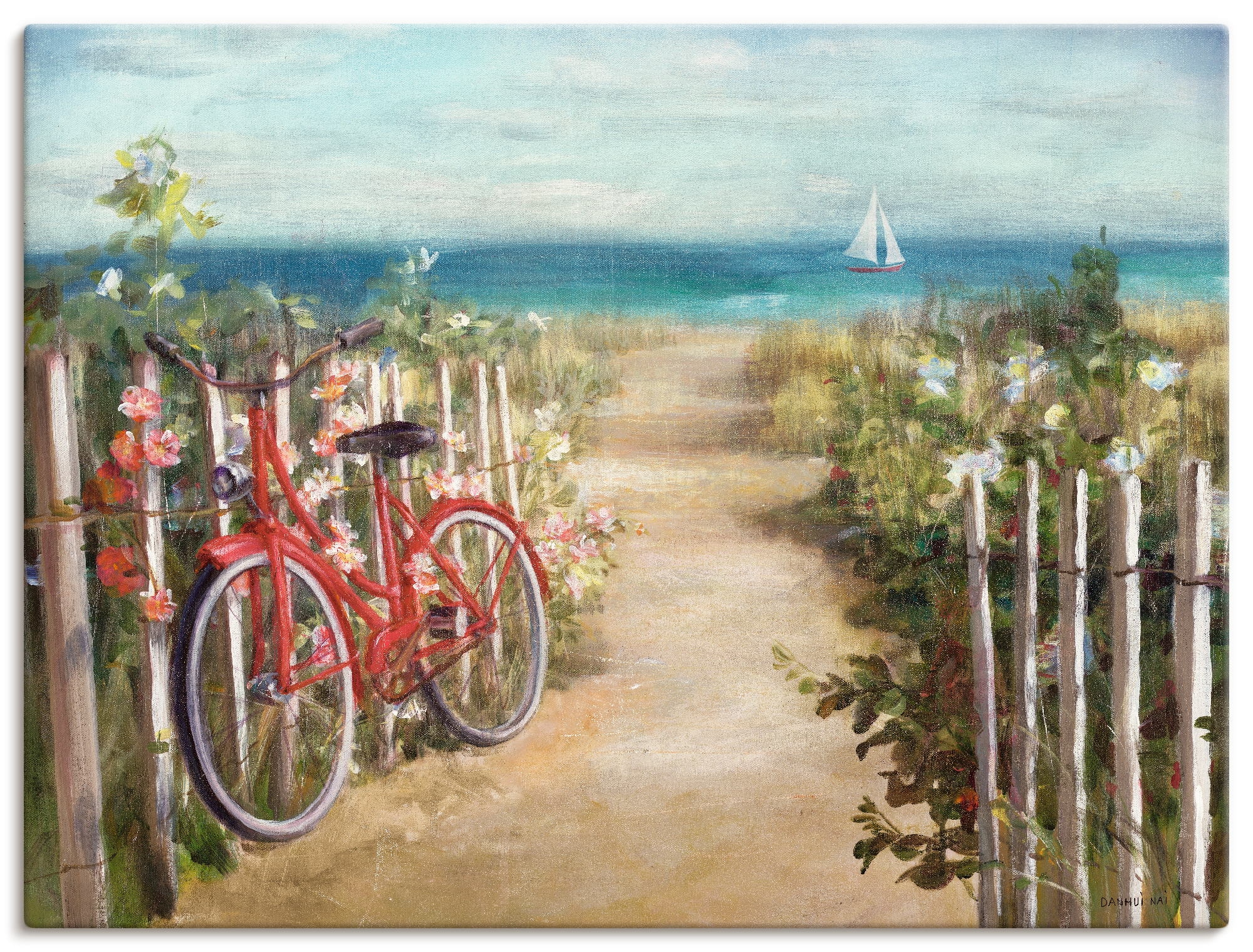 Image of Artland Wandbild "Sommerfahrt" Fahrräder 1 Stk. tlg. als Leinwandbild, Poster in verschied. Grössen