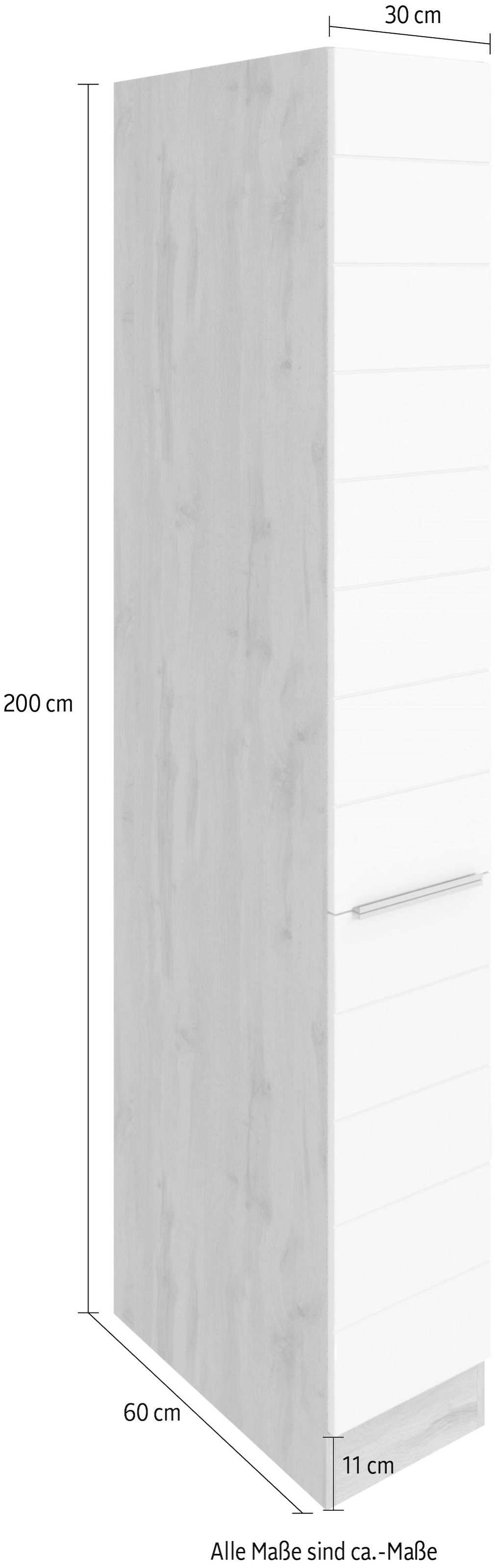 KOCHSTATION Armoire à pharmacie »KS-Luhe« 30 cm de largeur, façades MDF de haute qualité avec lisière horizontale