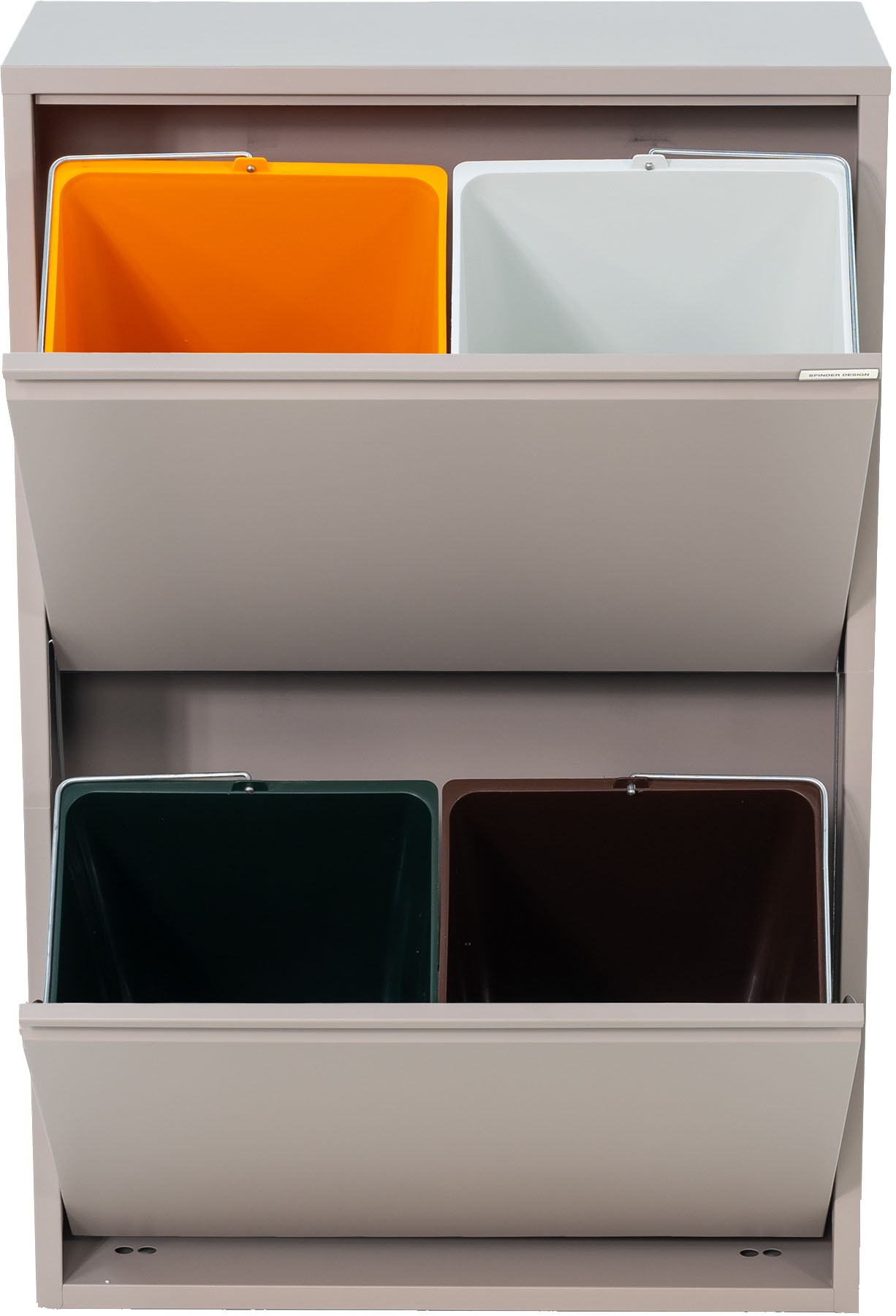 Spinder Design Système de tri des déchets »GIGI 4« système de tri des déchets en acier avec 4 seaux intérieurs de 18,5 litres