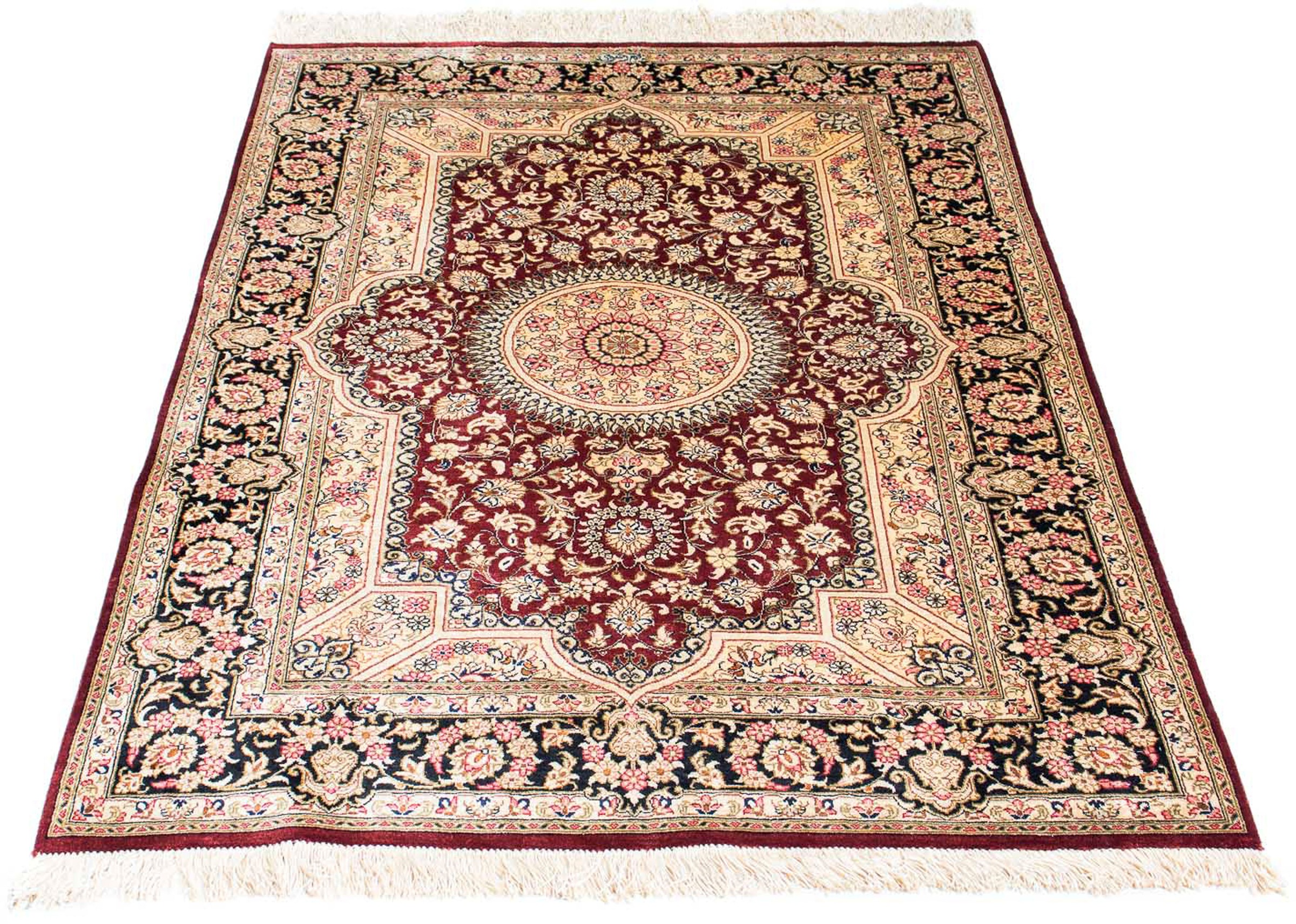 Image of morgenland Orientteppich »Perser - Ghom - 144 x 95 cm - dunkelrot«, rechteckig, 10 mm Höhe, Wohnzimmer, Handgeknüpft, Einzelstück mit Zertifikat bei Ackermann Versand Schweiz