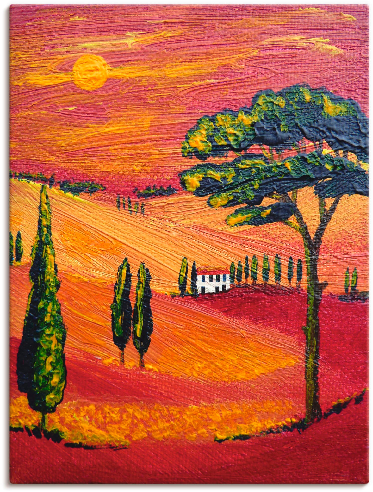 Image of Artland Leinwandbild "Irgendwo in der Toskana/Toscana" Sonnenaufgang & -untergang 1 Stk. tlg. auf Holzrahmen gespannt