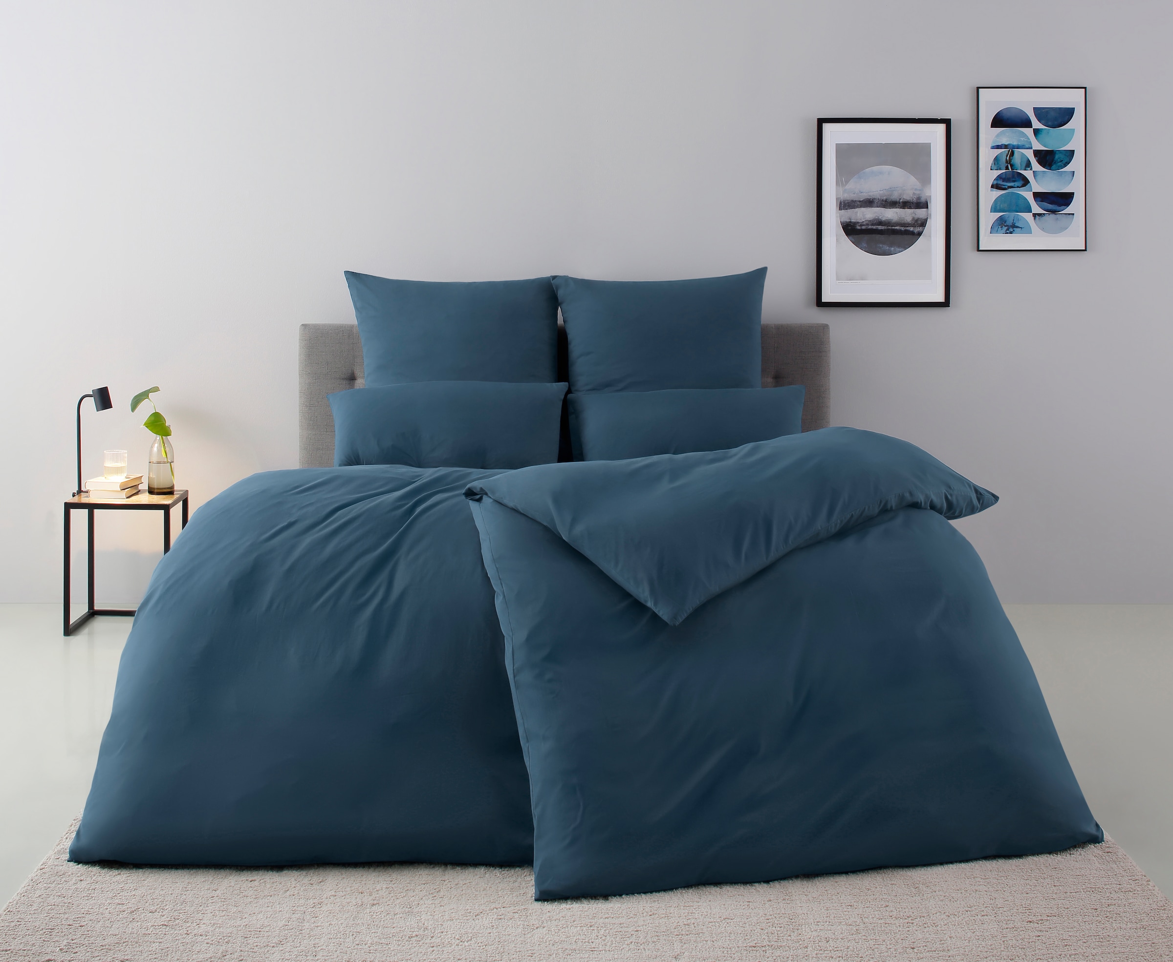 my home Bettwäsche »Desner«, (2 tlg.), Mikrofaser Qualität, Uni Design, 100% Polyester, Premium Qualität, soft, feinfädig, uni Design, Ökotex zertifiziert, Kissenbezug und Bettdeckenbezug mit Knöpfen ausgestattet, zeitlose uni Design