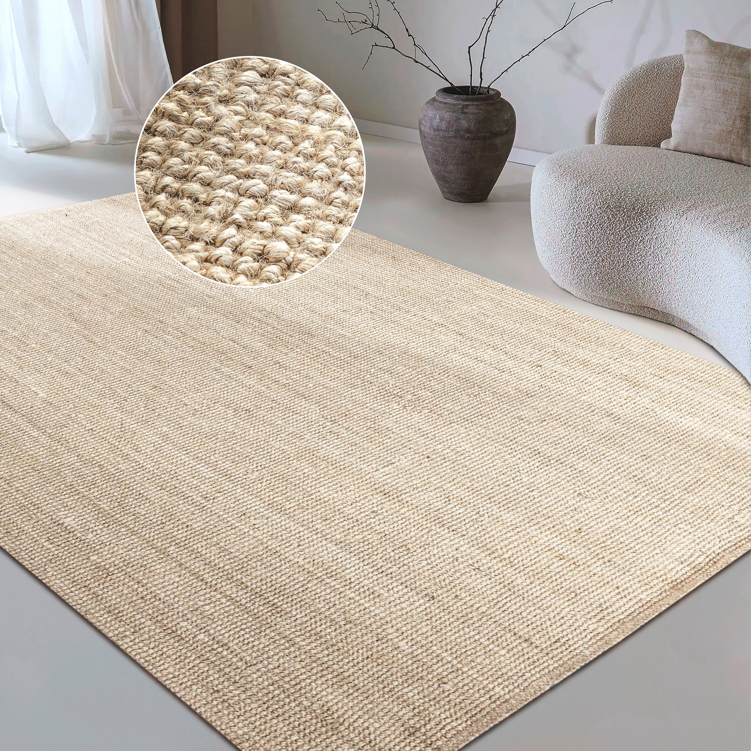 Image of GOODproduct Teppich "Avot Juteteppich" rechteckig 10 mm Höhe 100% Jutefaser, Läufer, Esszimmer, Wohnzimmer, Skandi