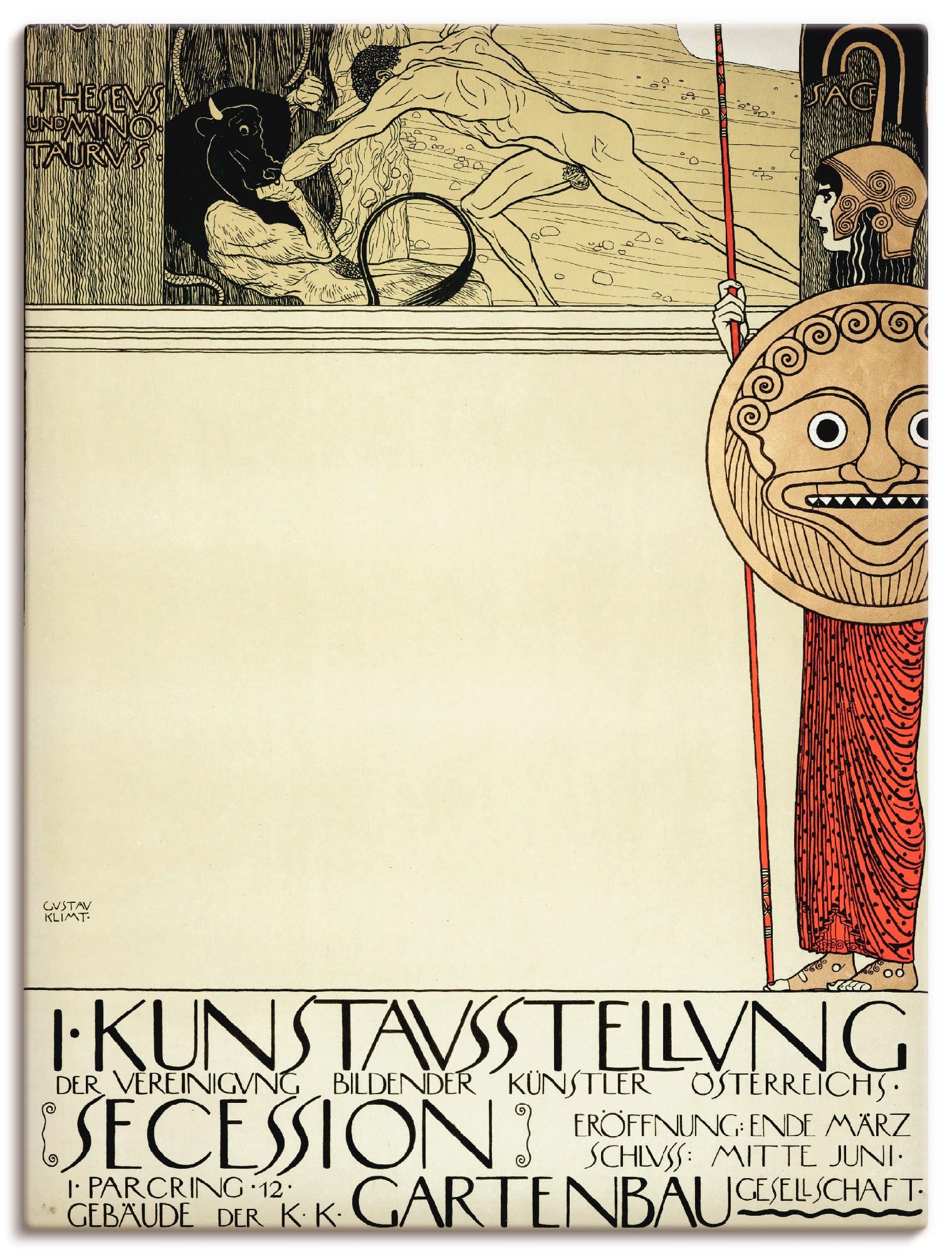 Image of Artland Leinwandbild "Plakat für die Ausstellung der I. Secession (Vor d" Ausstellungsplakate 1 Stk. tlg. auf Holzrahmen gespannt