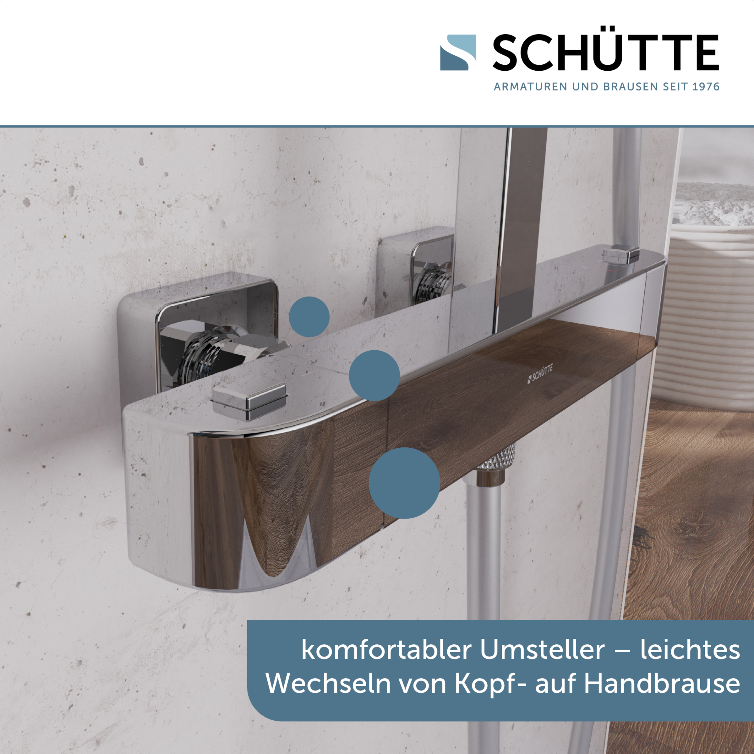 Schütte Duschsystem »GRAN CANARIA« Komplett-Set,  Regendusche 30x20 cm, Umsteller, Antikalk, 3 Strahlarten, Thermostat