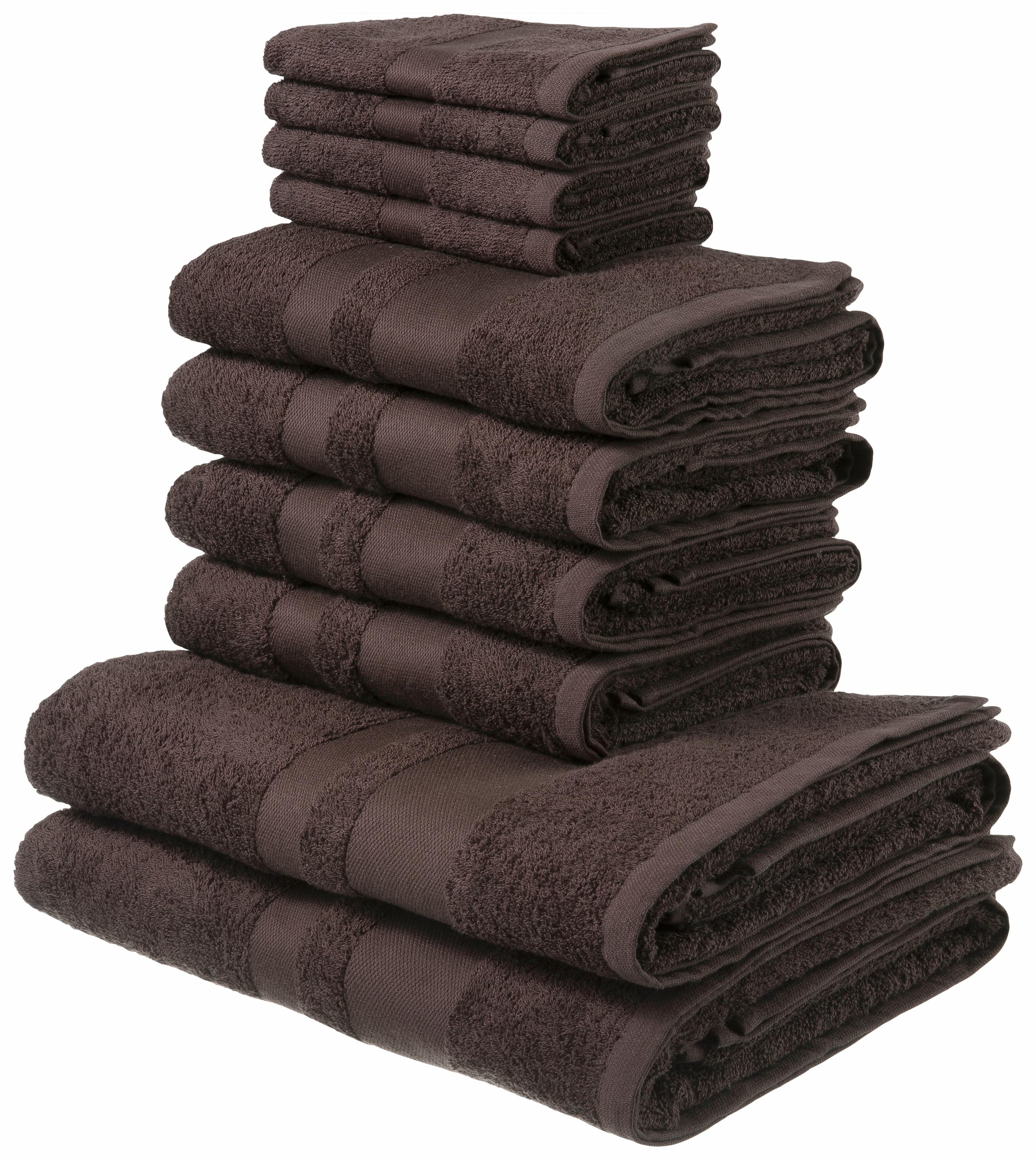 my home Handtuch Set bas tlg., Bordüre, »Vanessa«, Handtücher 100% Baumwolle mit einfarbiges à aus Walkfrottee, Set, 10 prix Handtuch-Set