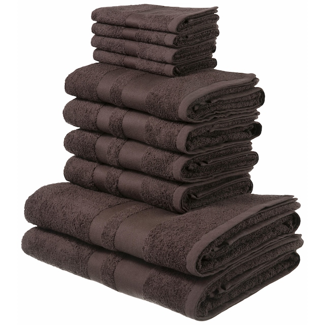 my home Handtuch Set »Vanessa«, Set, 10 tlg., Walkfrottee, Handtücher mit  Bordüre, einfarbiges Handtuch-Set aus 100% Baumwolle à bas prix