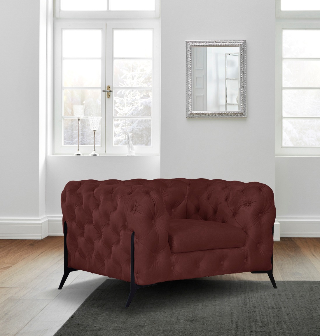 Leonique Chesterfield-Sessel »Amaury Sessel«, aufwändige Knopfheftung, moderne Chesterfield Optik, Fussfarbe wählbar