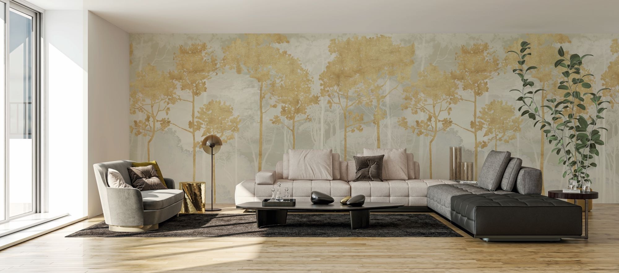 Komar Fototapete »Vlies Fototapete - Golden Pines - Grösse 400 x 250 cm« Motiv | bedruckt glatt