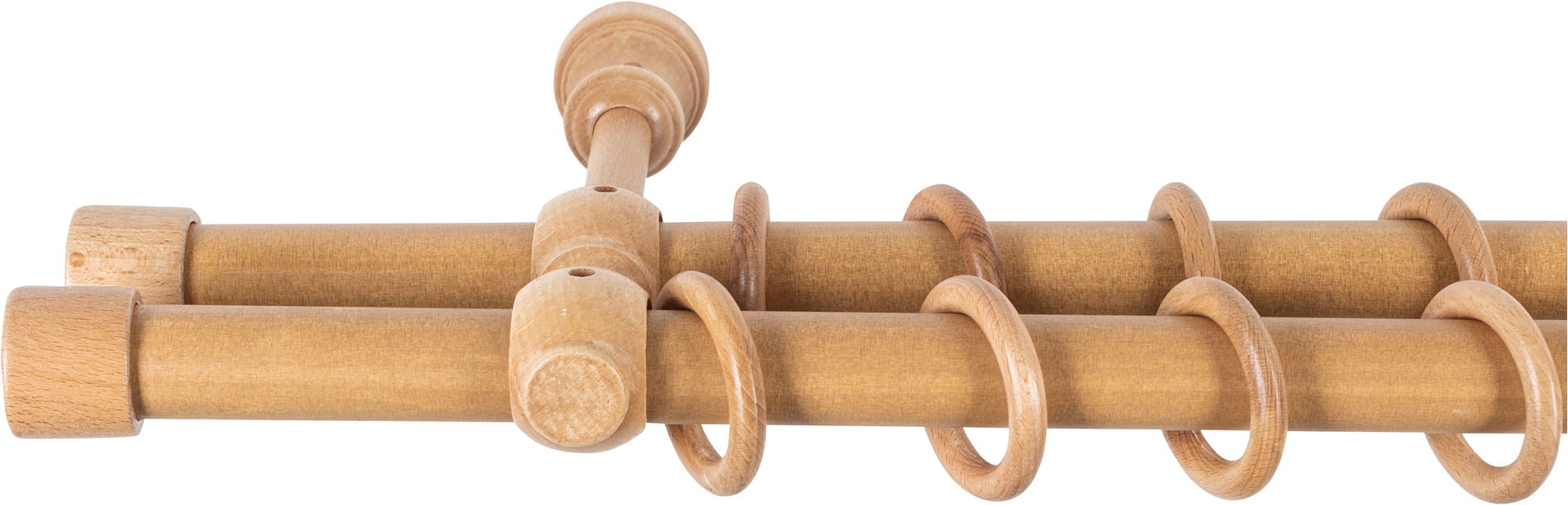 SN DECO GROUP Gardinenstange »Cafiro« 2 läufig-läufig Fixmass 28 mm, Holz, verschiedene Längen und Farben, Komplettset