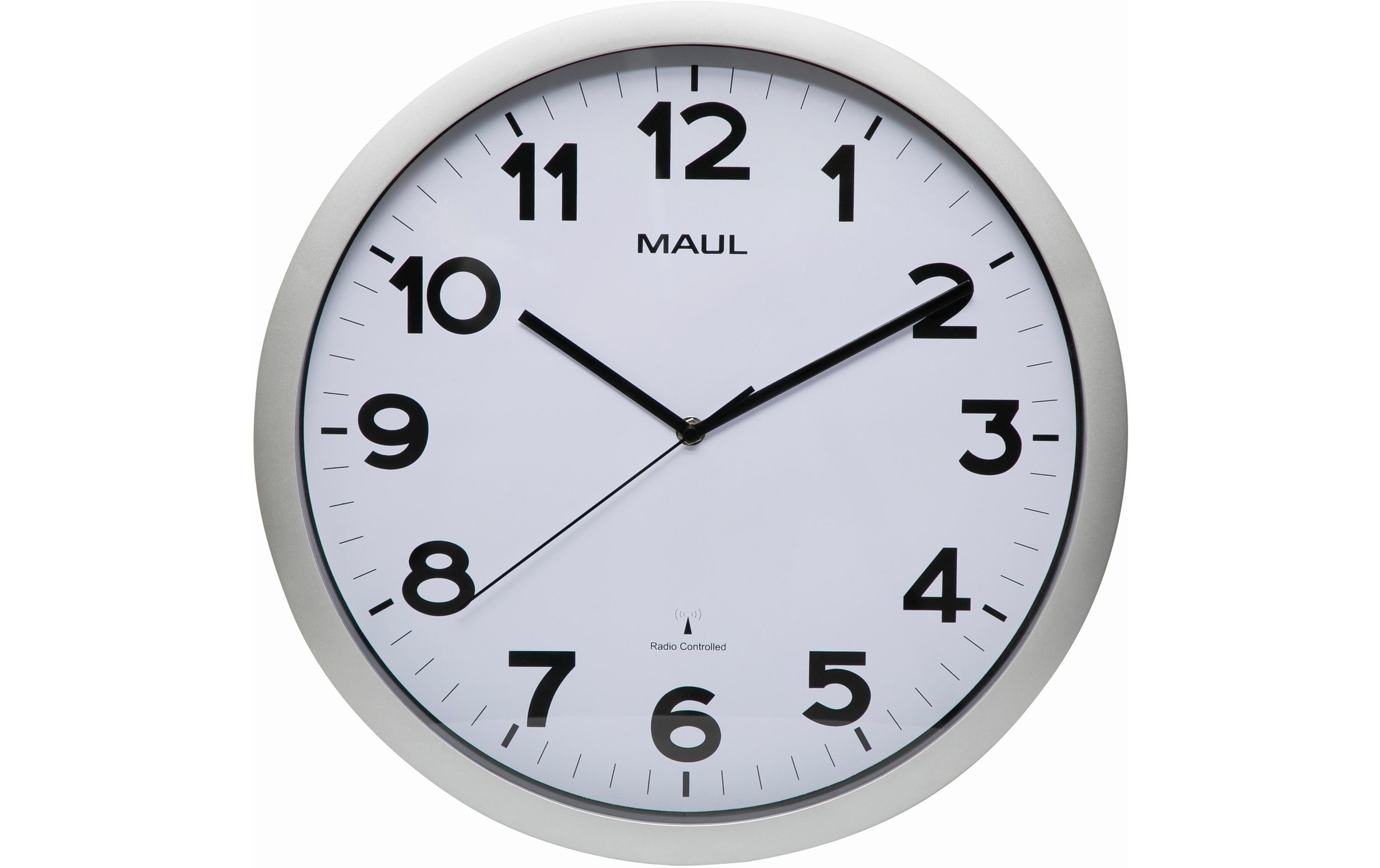Image of Maul Wanduhr "Wanduhr MAULstep, Weiss, Silberrand"