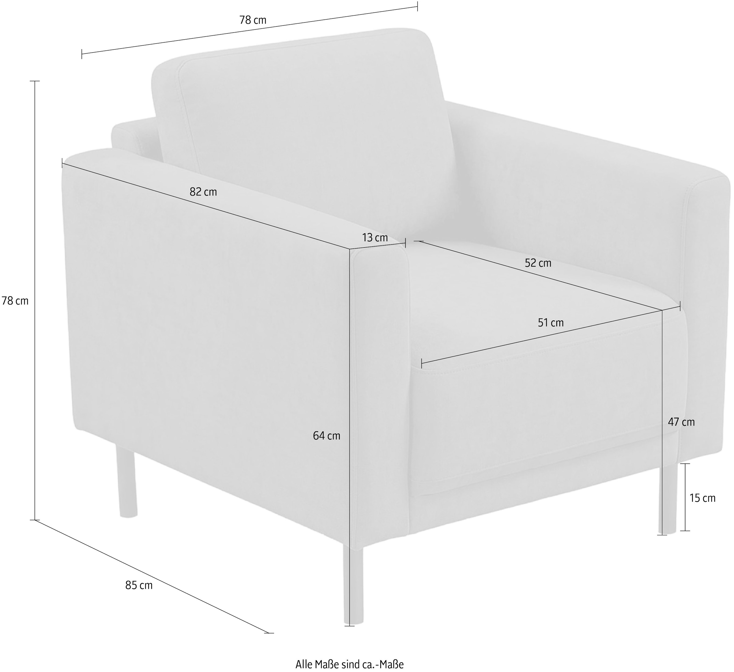 GOODproduct Fauteuil »Sveeva, Breite 78 cm, schwarze Metallfüsse« tissu structuré durable, plusieurs couleurs au choix