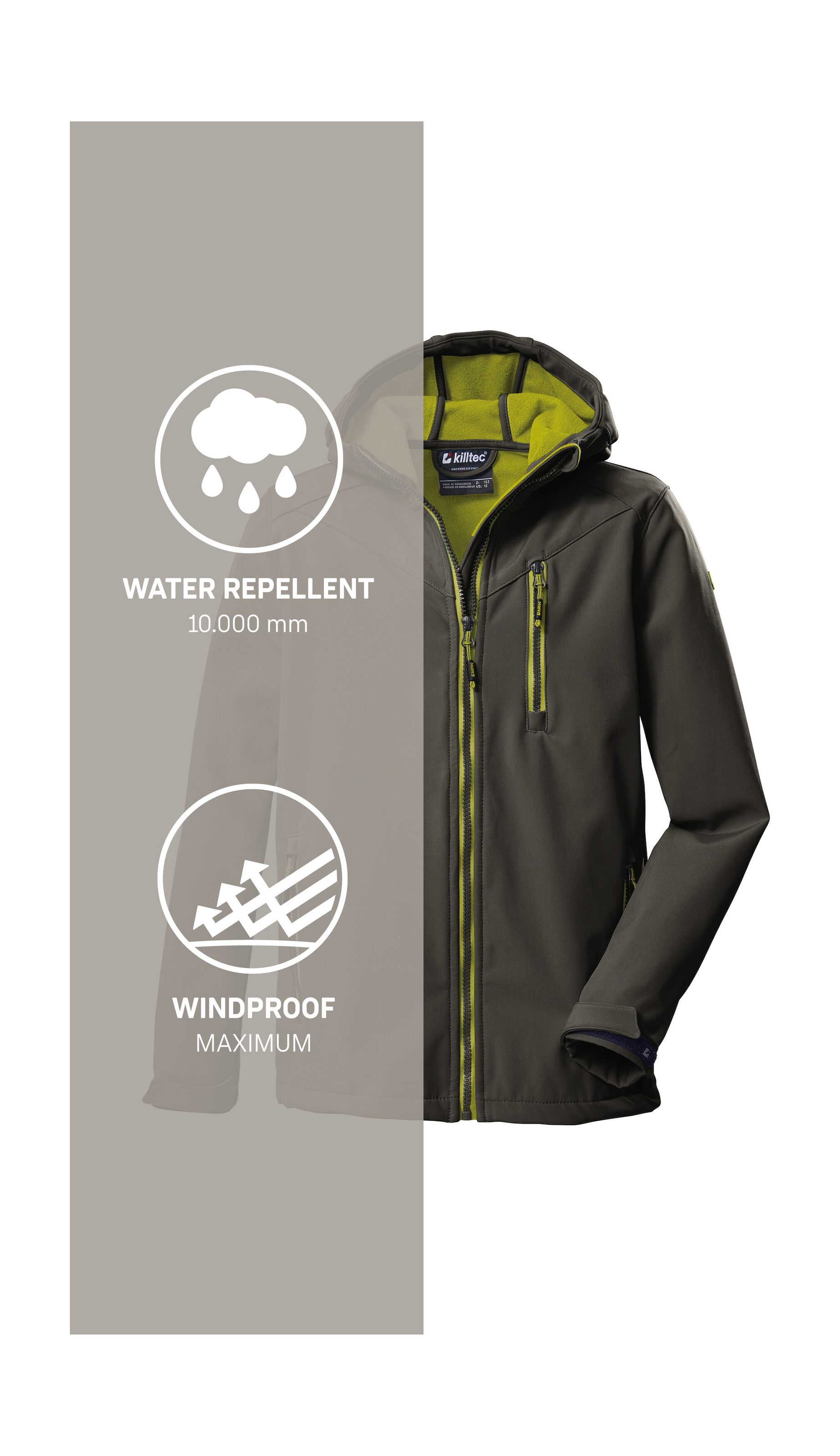 Killtec Softshelljacke »Boys Softshelljacke«, Wasserabweisende Softshelljacke mit Kapuze, Fleece und PFAs-frei