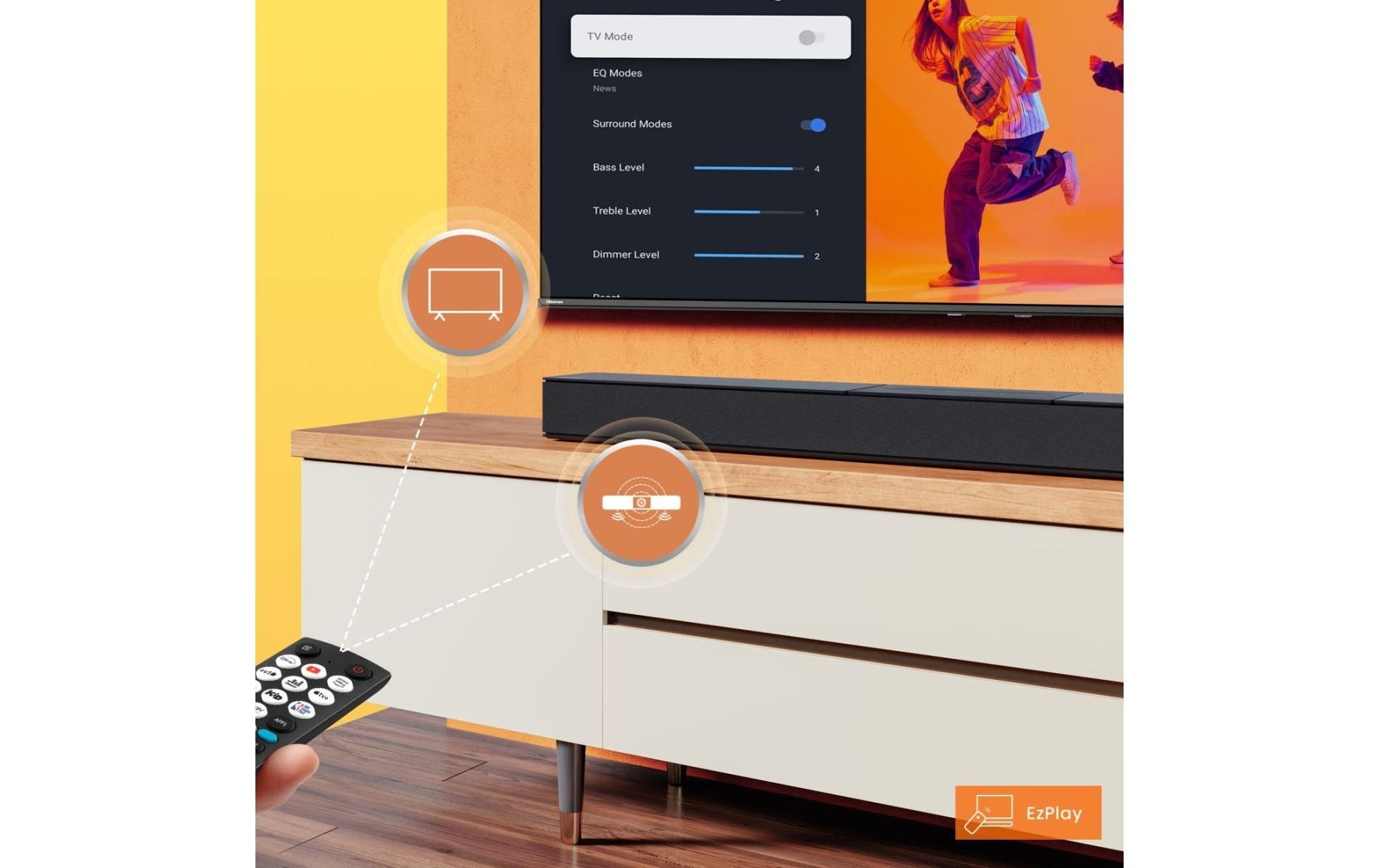 Hisense Soundbar »HS2000 2.1 Kanal Soundbar mit integriertem Subwoofer« 2.1 ( Bass- und Lautstärkeregelung | Equalizer 240 W)