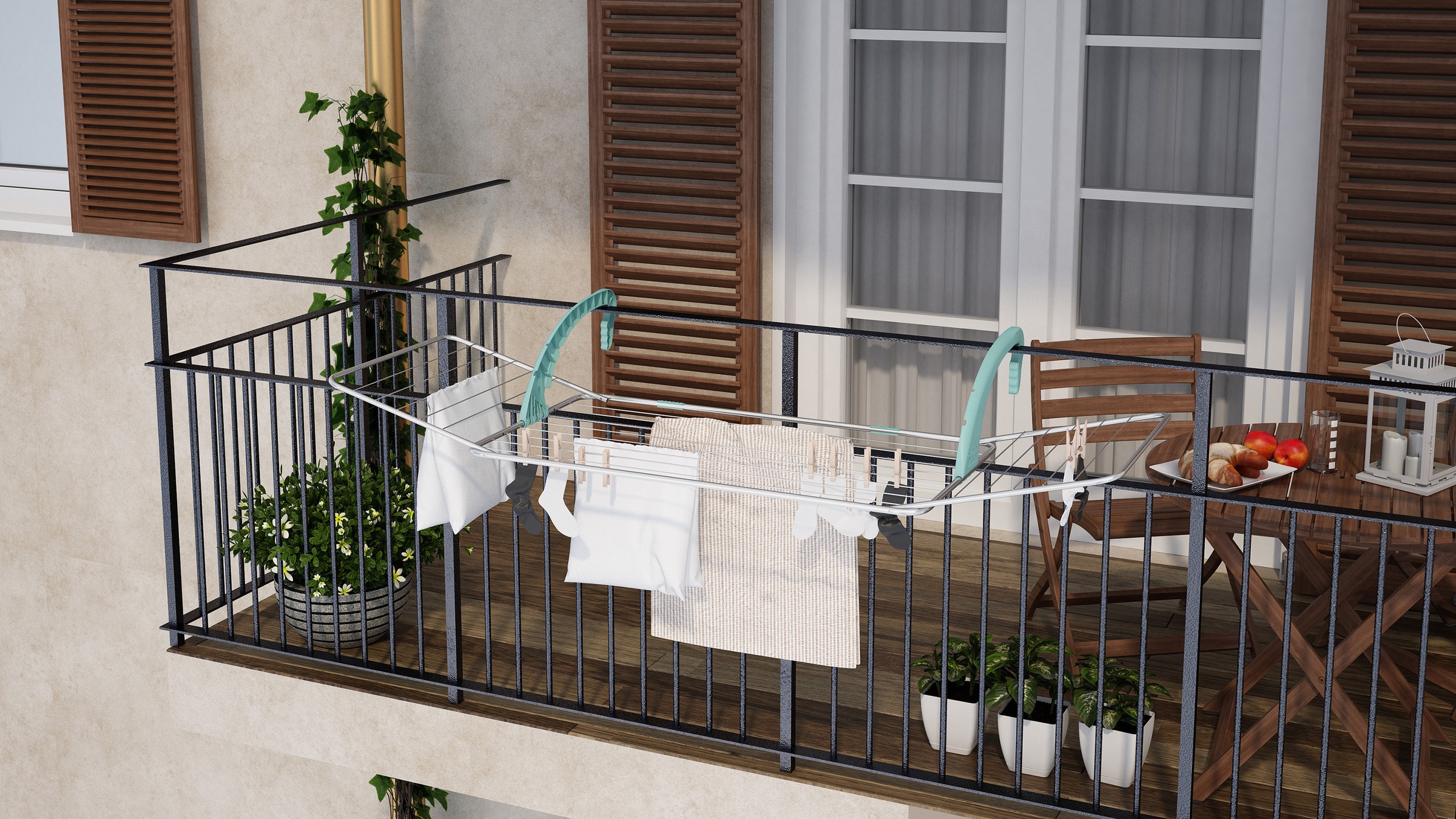 Bischof Colombo Heizungs- und Balkonwäschetrockner "Balcony" 18 m Trockenlänge, Stahl/Kunststoff, ausziehbar