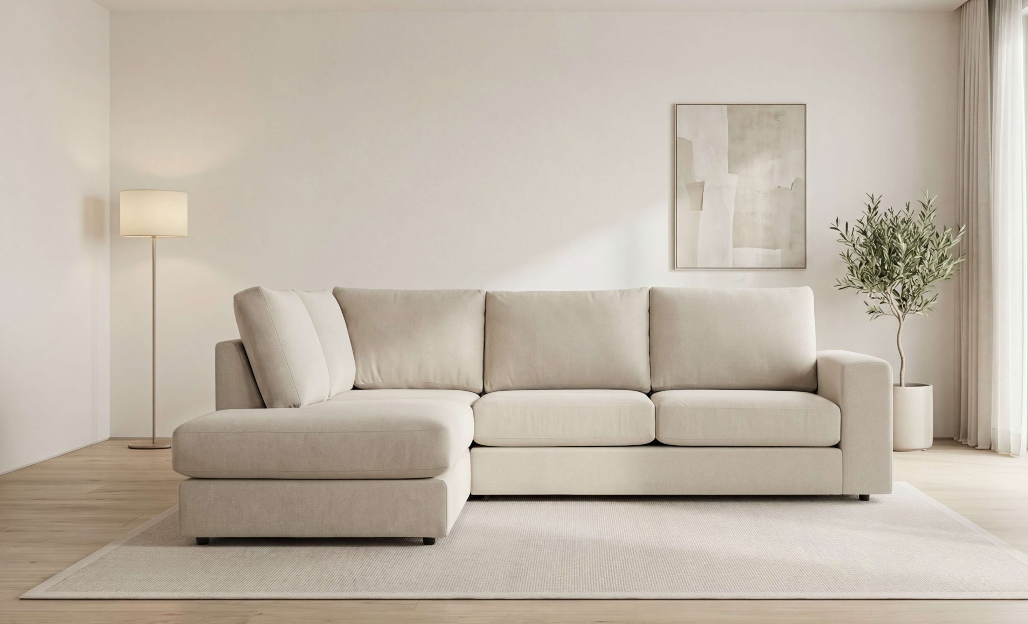 GOODproduct Canapé d'angle »Nivette, weiches Chenille« Breite 292 cm, L-Form, bodentief, mit Wellenunterfederung