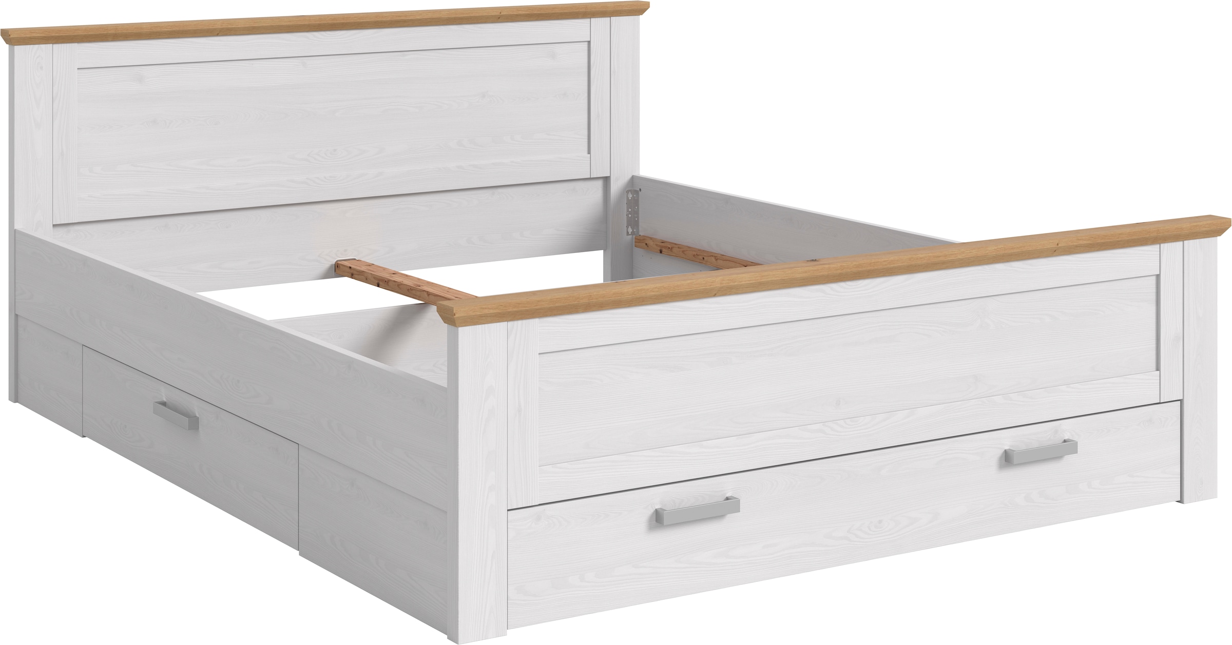 Home affaire Lit de rangement »COSENZA, Breite 189cm, im Landhausstil, 3 Schubkästen« Pour matelas 180x200 cm, beaucoup de rangement, sans matelas ni sommier,  lit, lit coffre, cadre de lit, chambre à coucher, dormir