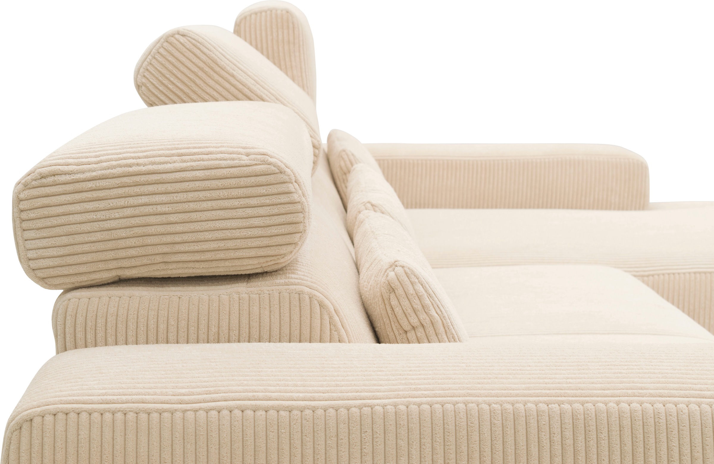 DOMO collection Ecksofa »Brandon grosse Ausführung B/T/H: 289/177/80 cm, auch in Leder und Cord«, mit Kopfteilverstellung, wahlweise Sitztiefenverstellung, L-Form