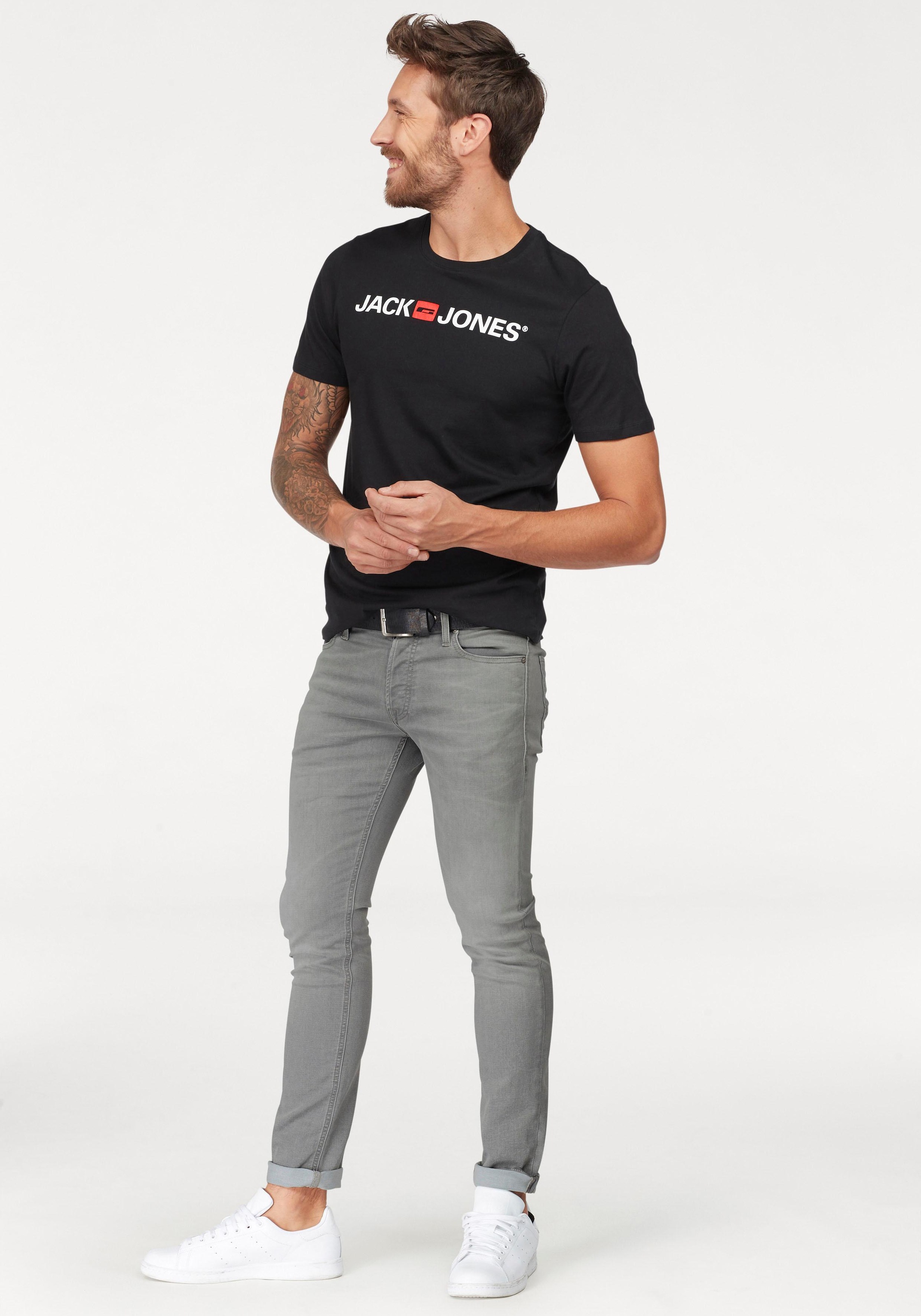 Jack & Jones T-Shirt »JJECORP  mit Print, vielseitig kombinierbar für den Alltag«, Logodruck, modisch, regular fit, Baumwolle, Rundhals