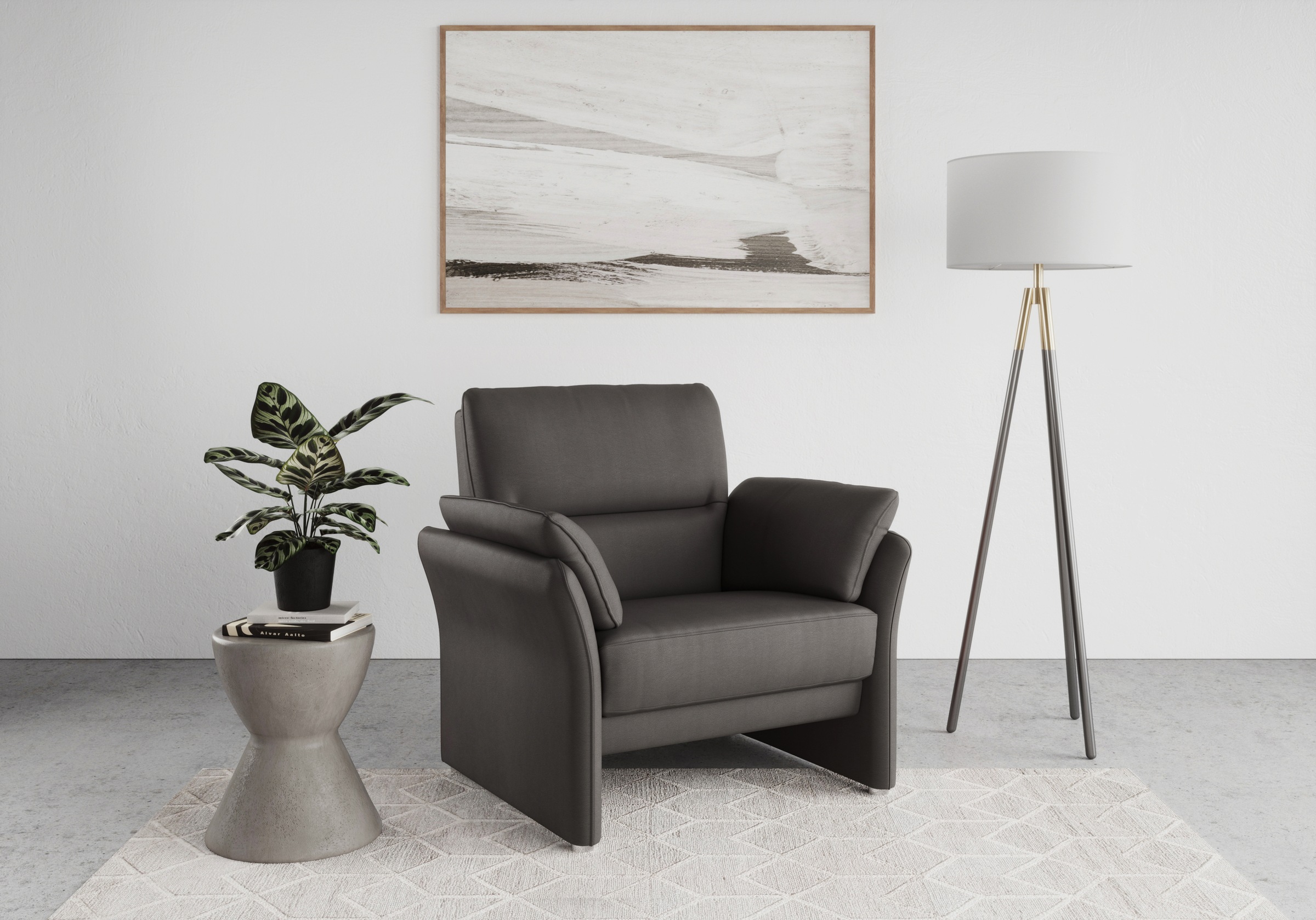Image of DOMO collection Sessel "Pina elegant und zeitloser Clubsessel, bequemer Cocktailsessel" Hoher Sitzkomfort, Luxus-Microfaser Lederoptik, grau