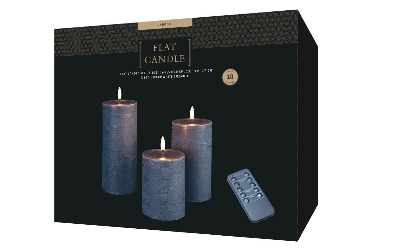 STT LED-Kerze »Flat Candle Set Wachs, Anthrazit«