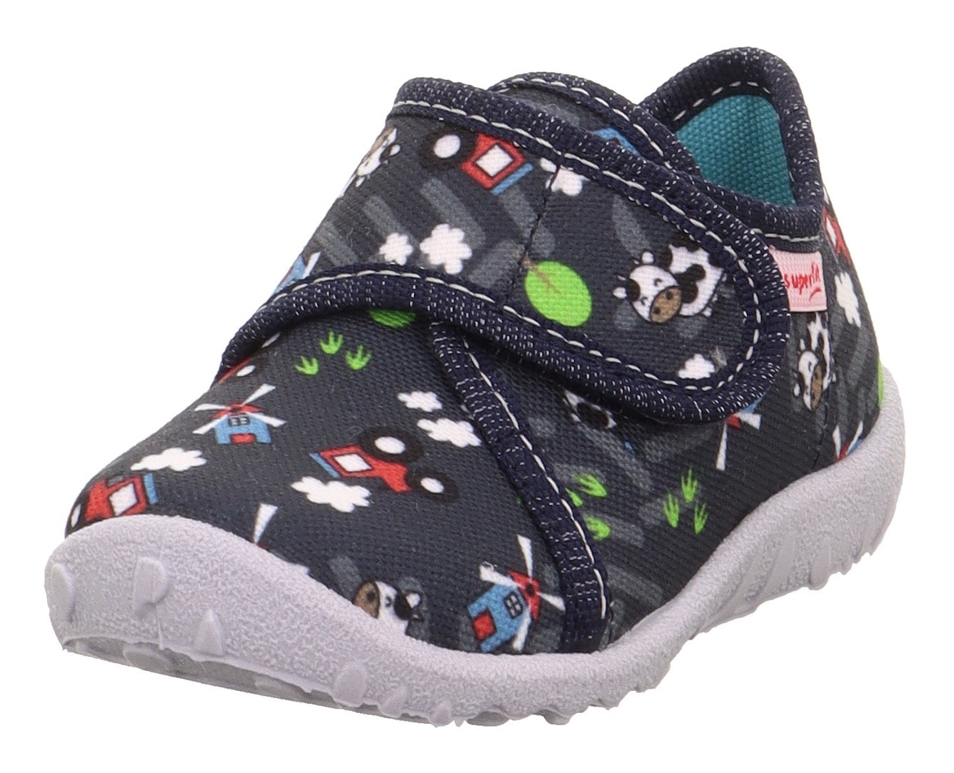 Image of Superfit Hausschuh "SPOTTY, WMS: mittel" Klettschuh, Kindergarten Schuh mit Motiv, Grössenschablone zum Download
