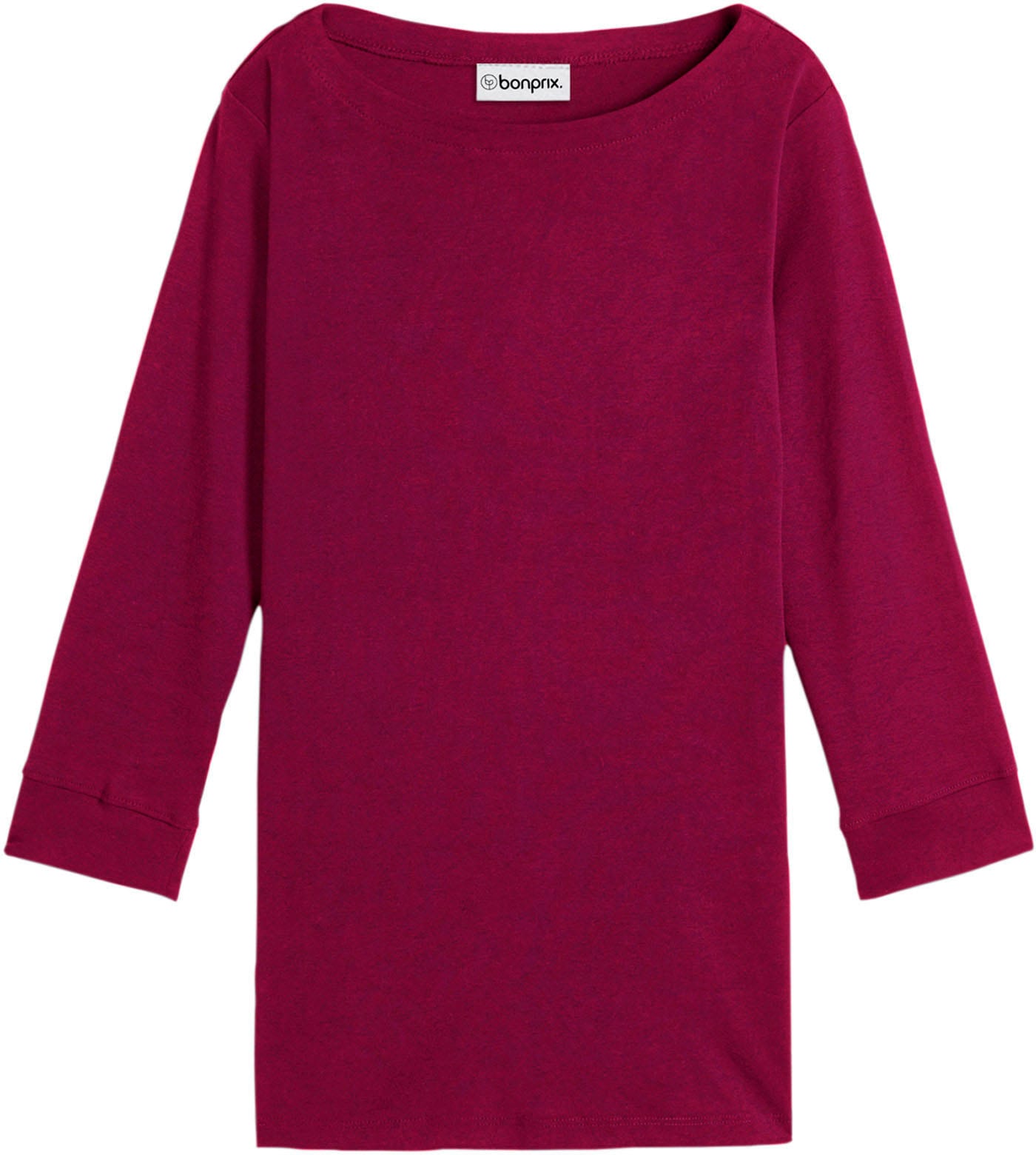 bonprix T-shirt à manches longues mit 3/4-Arm, U-Boot-Ausschnitt, bequeme Passform, aus Baumwolle