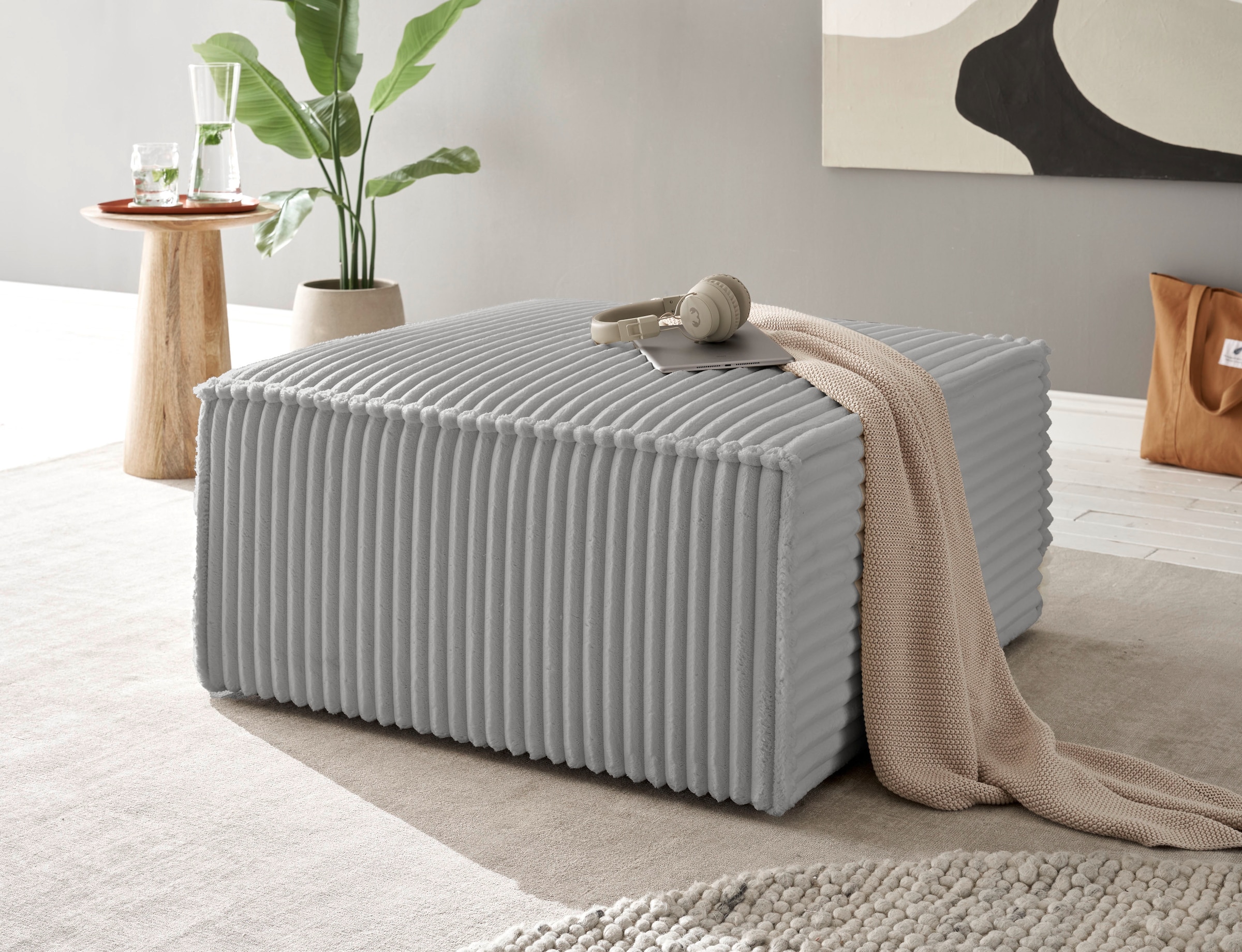 andas Hocker »FINNLEY, Polsterhocker in Bouclé, Struktur fein u. Mega Cord verfügbar« passend zur Polster-Serie Finnley