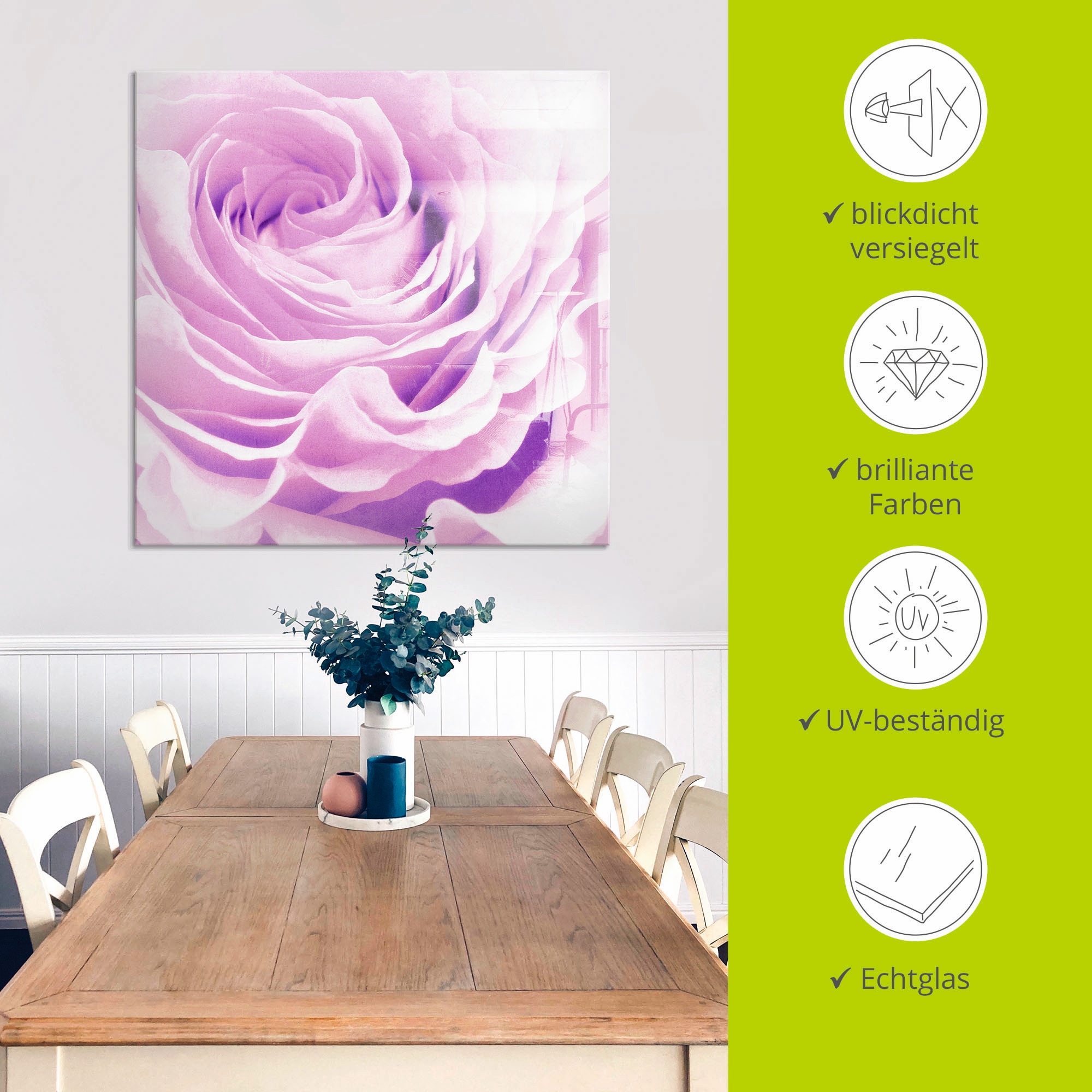 Artland Glasbild »Pastell Rose« Blumen 1 Stk. tlg. in verschiedenen Grössen