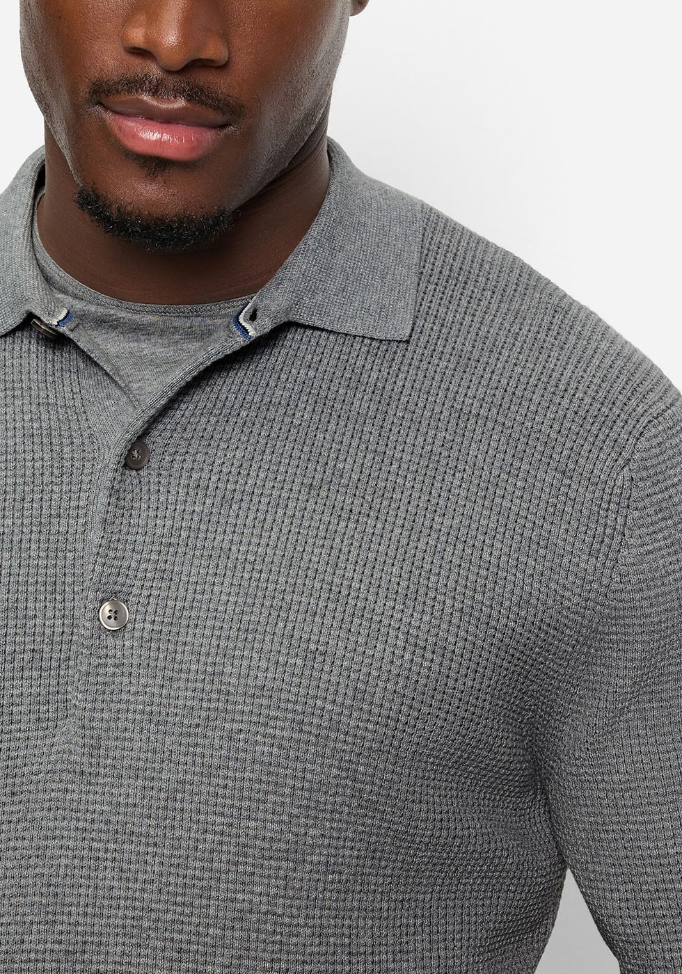 OLYMP Polokragenpullover »Waffle Structure Pullover« strukturiert, unifarben, regular fit, Strick