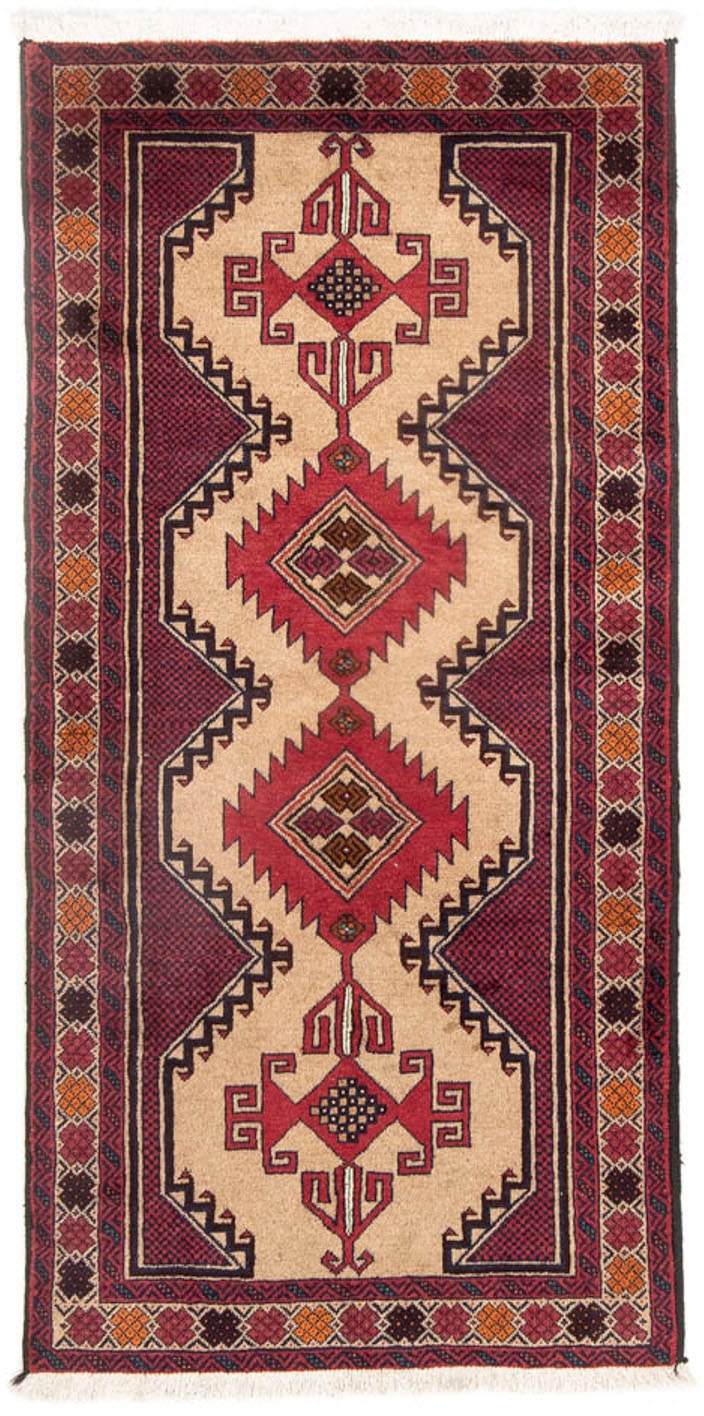 Image of morgenland Hochflor-Läufer »Belutsch Medaillon Beige 205 x 103 cm«, rechteckig, 0,8 mm Höhe, Handgeknüpft bei Ackermann Versand Schweiz