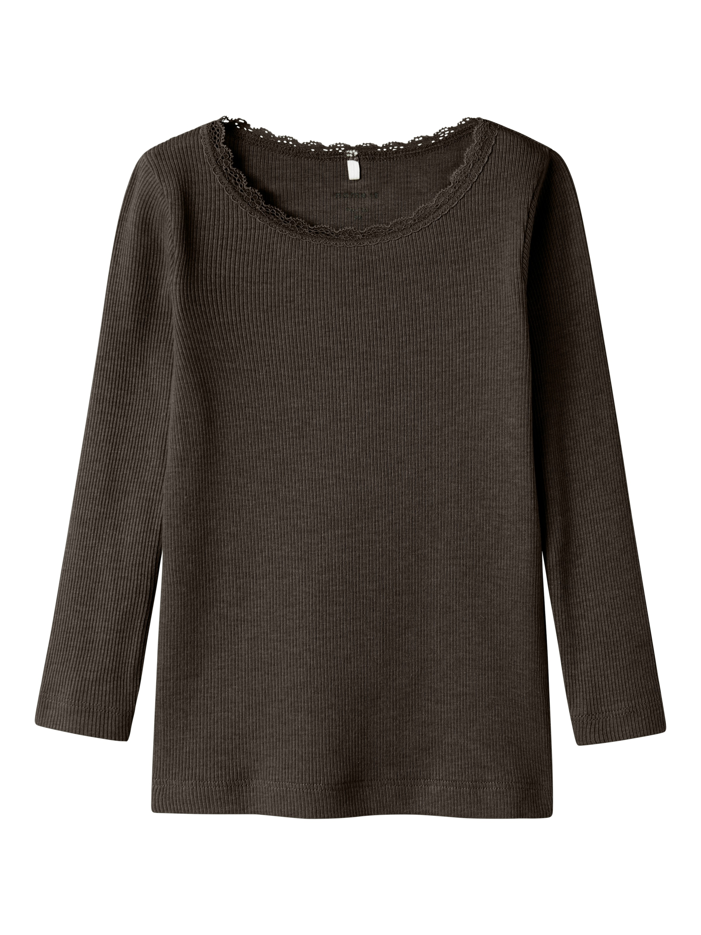 Name It Langarmshirt »NMFKAB LS TOP NOOS«, in Feinripp und mit süsser Spitzenkante am Ausschnitt