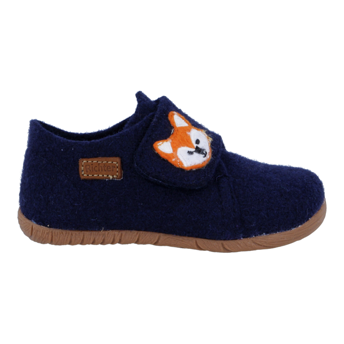 Image of Richter Hausschuh "Filzi (Felt)" Klettschuh mit Aufnäher, Grössenschablone zum Download