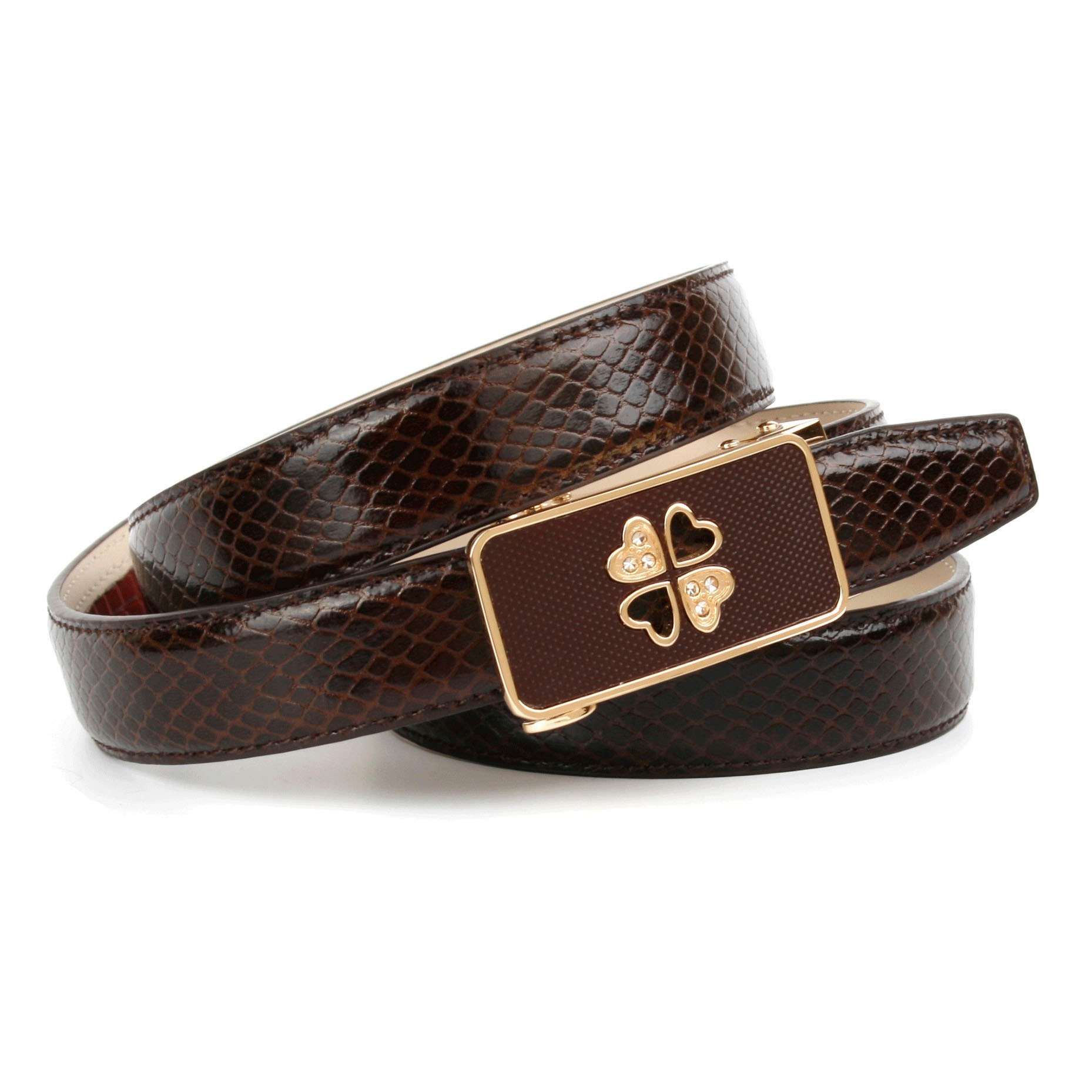 Image of Anthoni Crown Ledergürtel, mit goldfarbener Automatik-Schliesse, Glitzersteine bei Ackermann Versand Schweiz