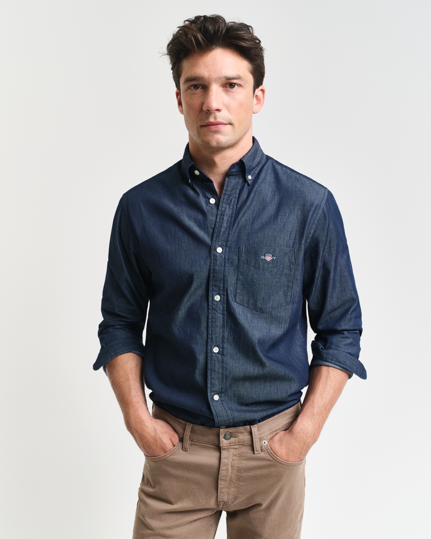 Image of Gant Langarmhemd "Regular Fit Denimhemd Jeanshemd pflegeleicht"