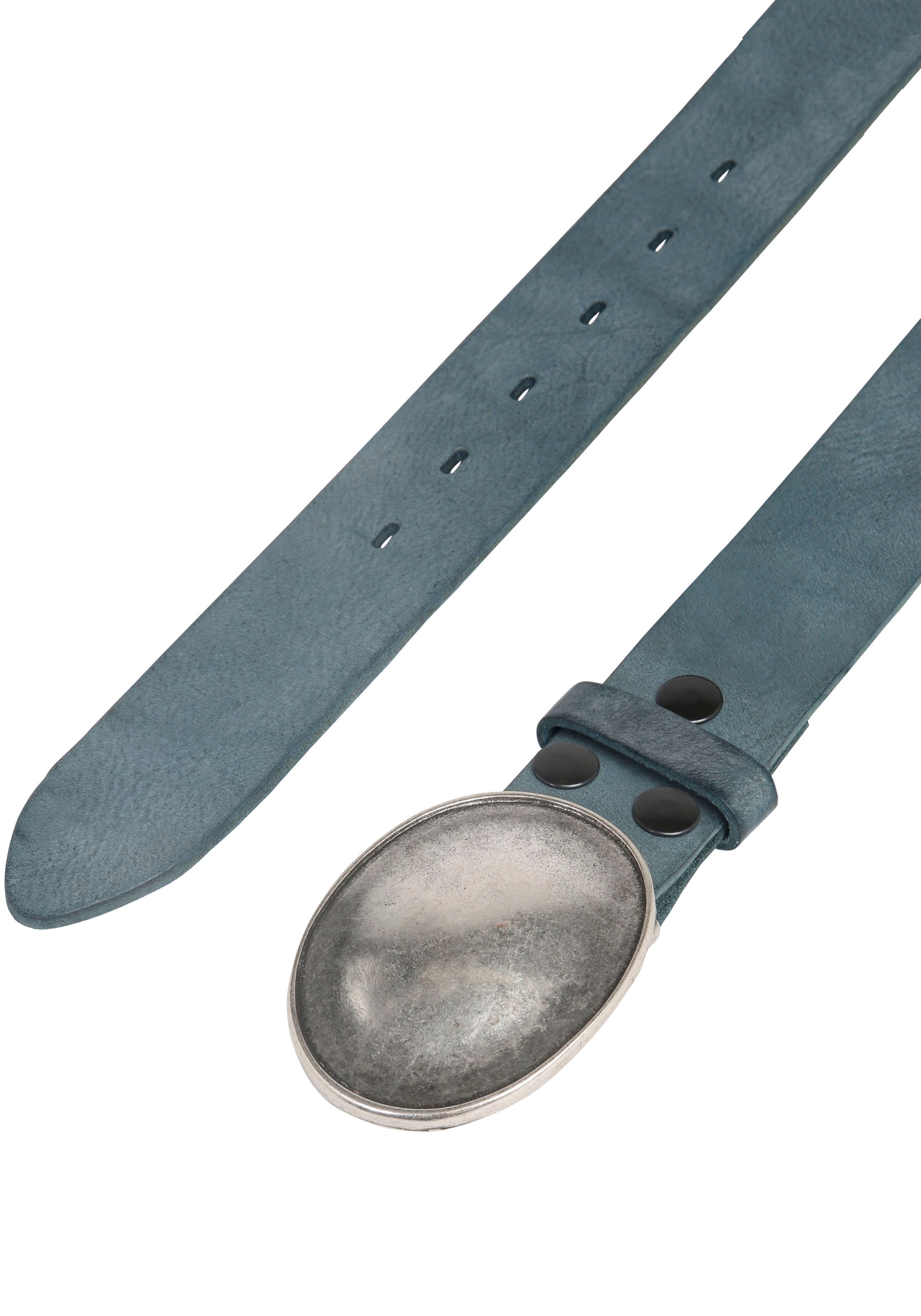 Rettungsring Gürtel Ledergürtel mit austauschbarer Schliesse »Oval Gewölbt Silber«