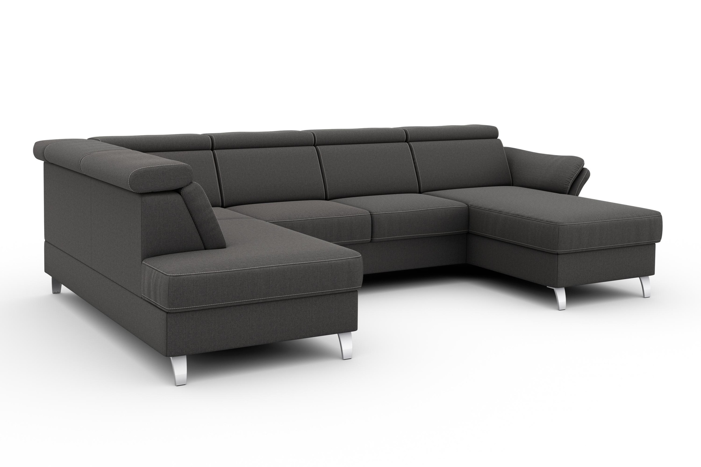sit&more Wohnlandschaft »Vincenzo U-Form«, inklusive Kopfteilverstellung, wahlweise mit Bettfunktion, Bettkasten