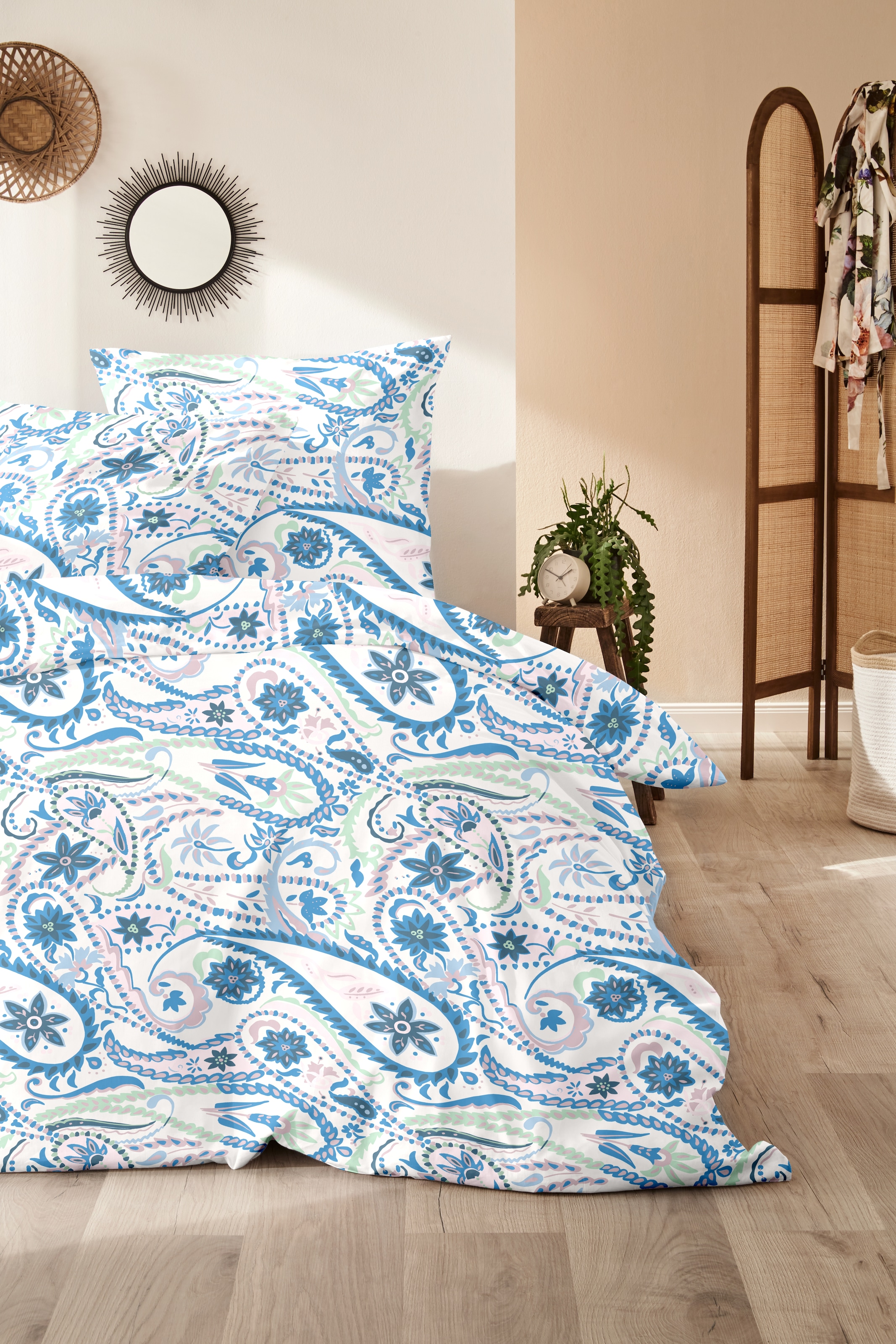 Primera Bettwäsche »Mako-Satin-Bettwäsche Pastel Paisley« 2 Stk. mit elegantem Blumen Muster