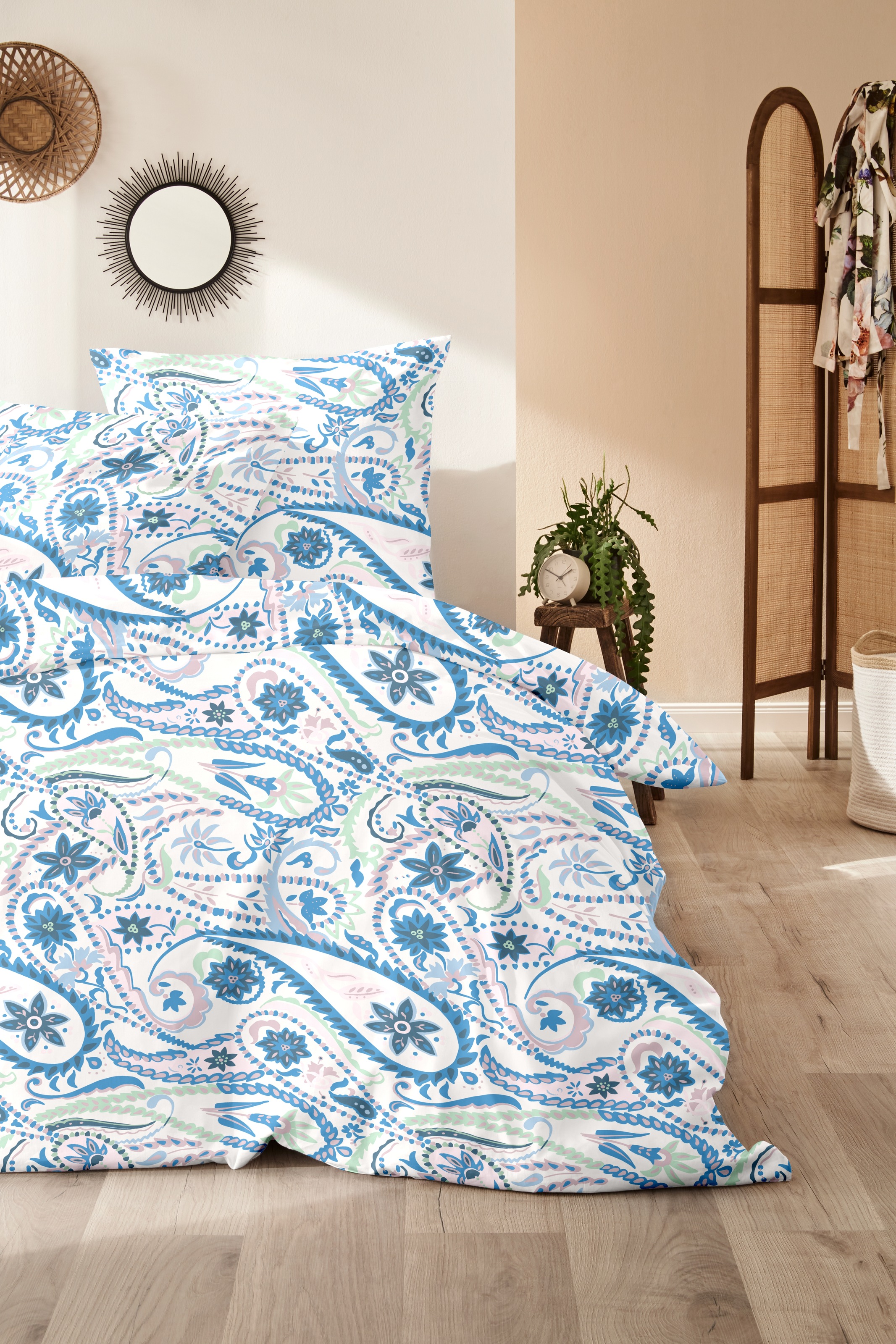 Primera Bettwäsche "Mako-Satin-Bettwäsche Pastel Paisley" 2 Stk. mit elegantem Blumen Muster