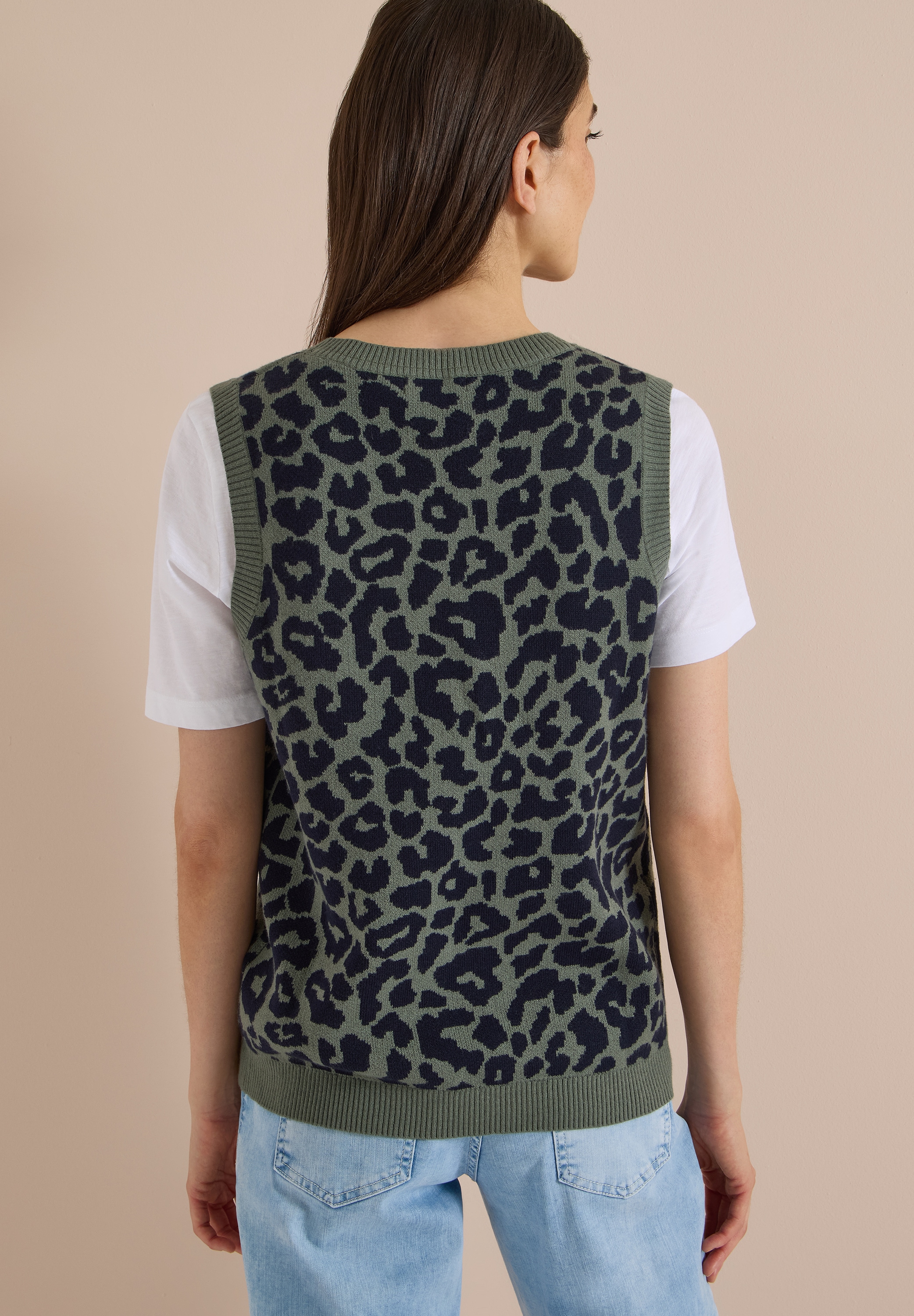 Cecil Pull-over gilet d'été avec col en V et motif léopard