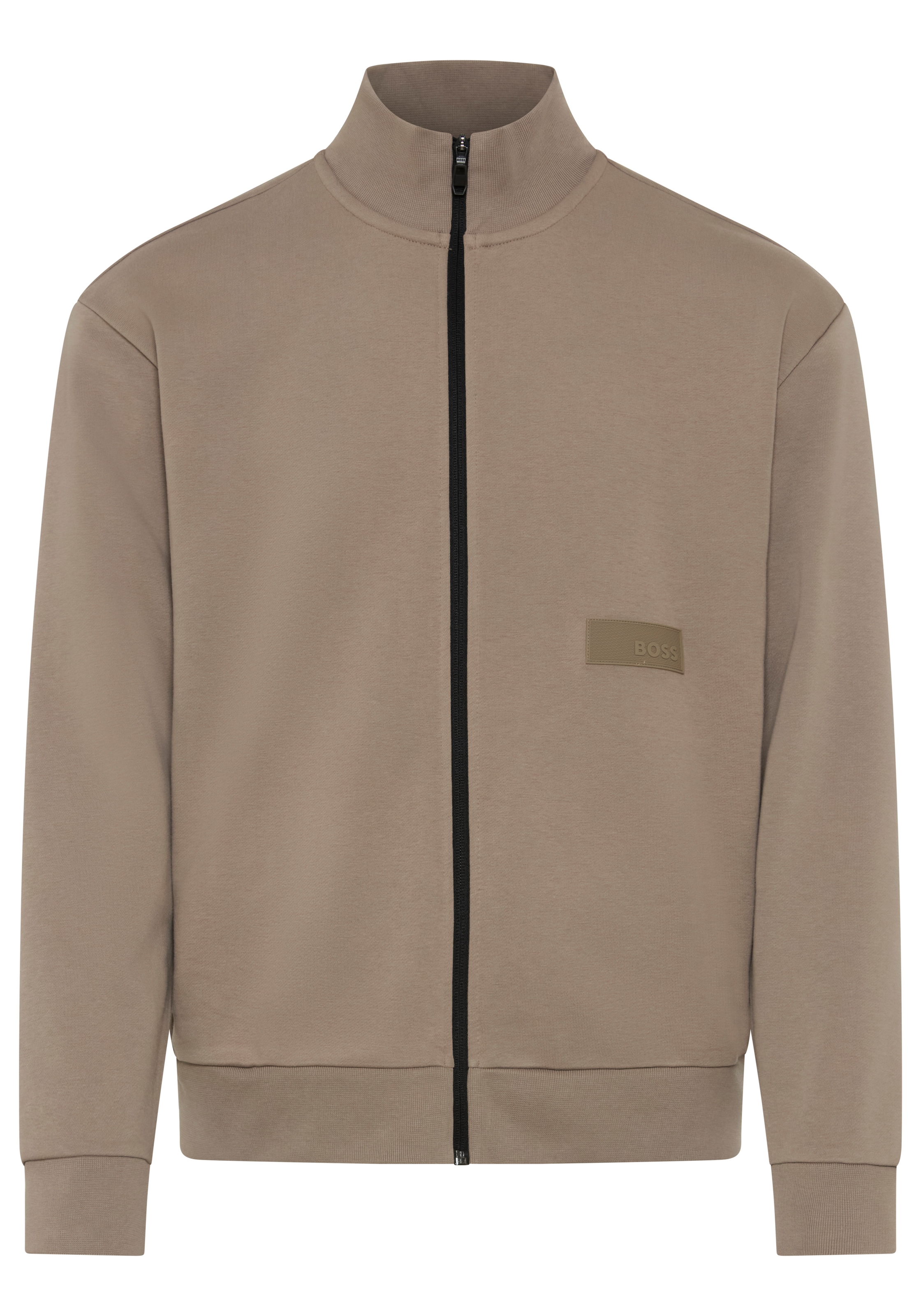 BOSS GREEN Veste sweat Col montant, coupe décontractée, bord-côtes